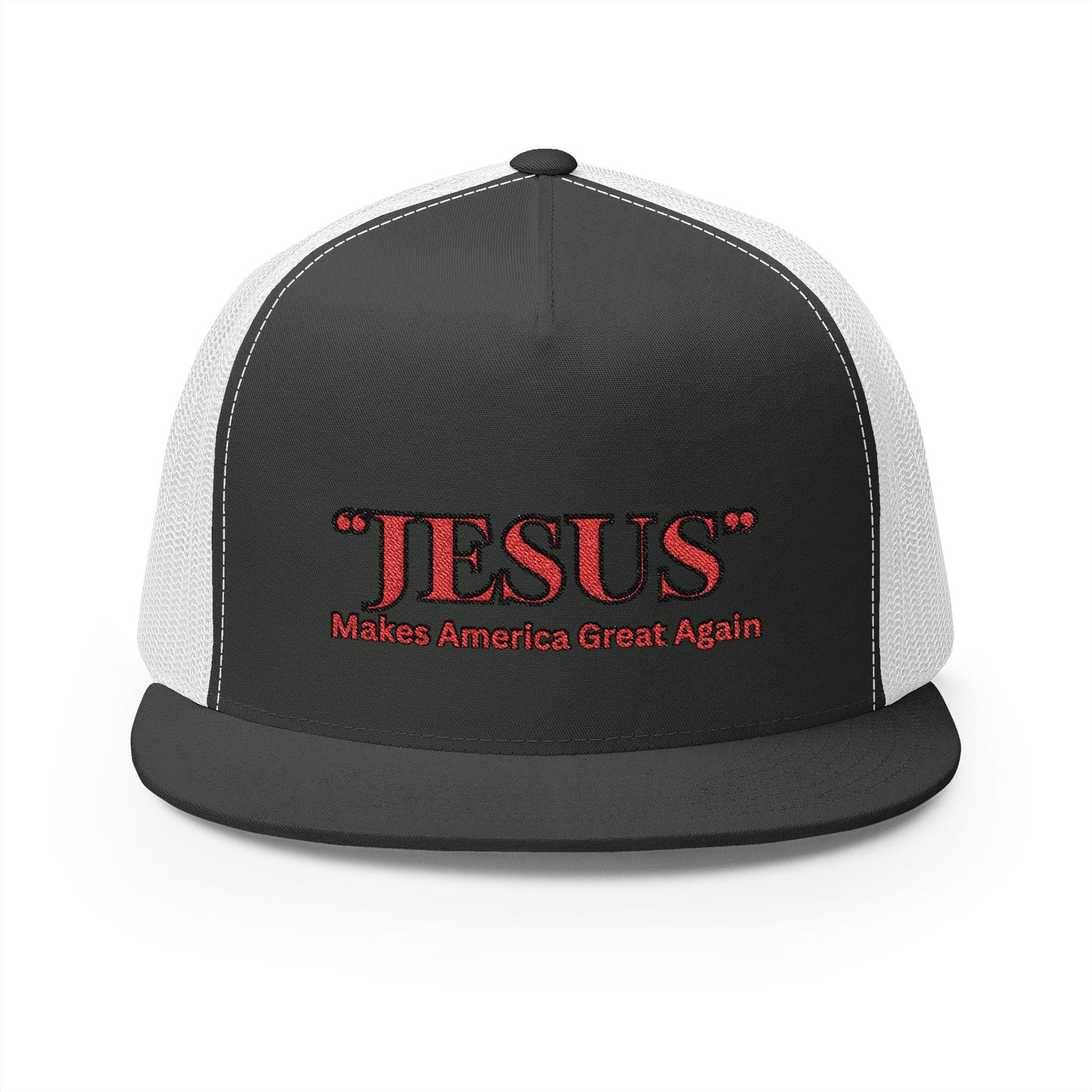 'JESUS' Makes America Great Again-Embroidered 5 Panel Trucker Cap