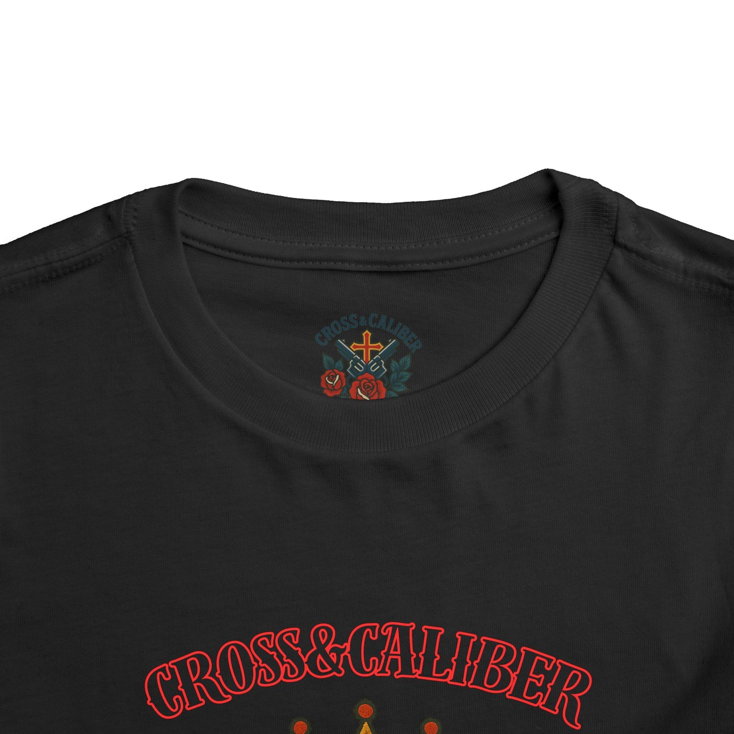 Cool Toddler T-Shirt: Cross & Caliber, Death Before Dishonor, Skull and Roses, Trendy Kids Tee, Unique Gift for Boys & Girls