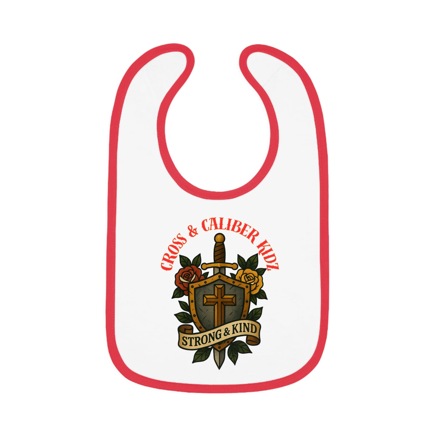 Strong & Kind Baby Bib – Contrast Trim Jersey Design for Toddlers