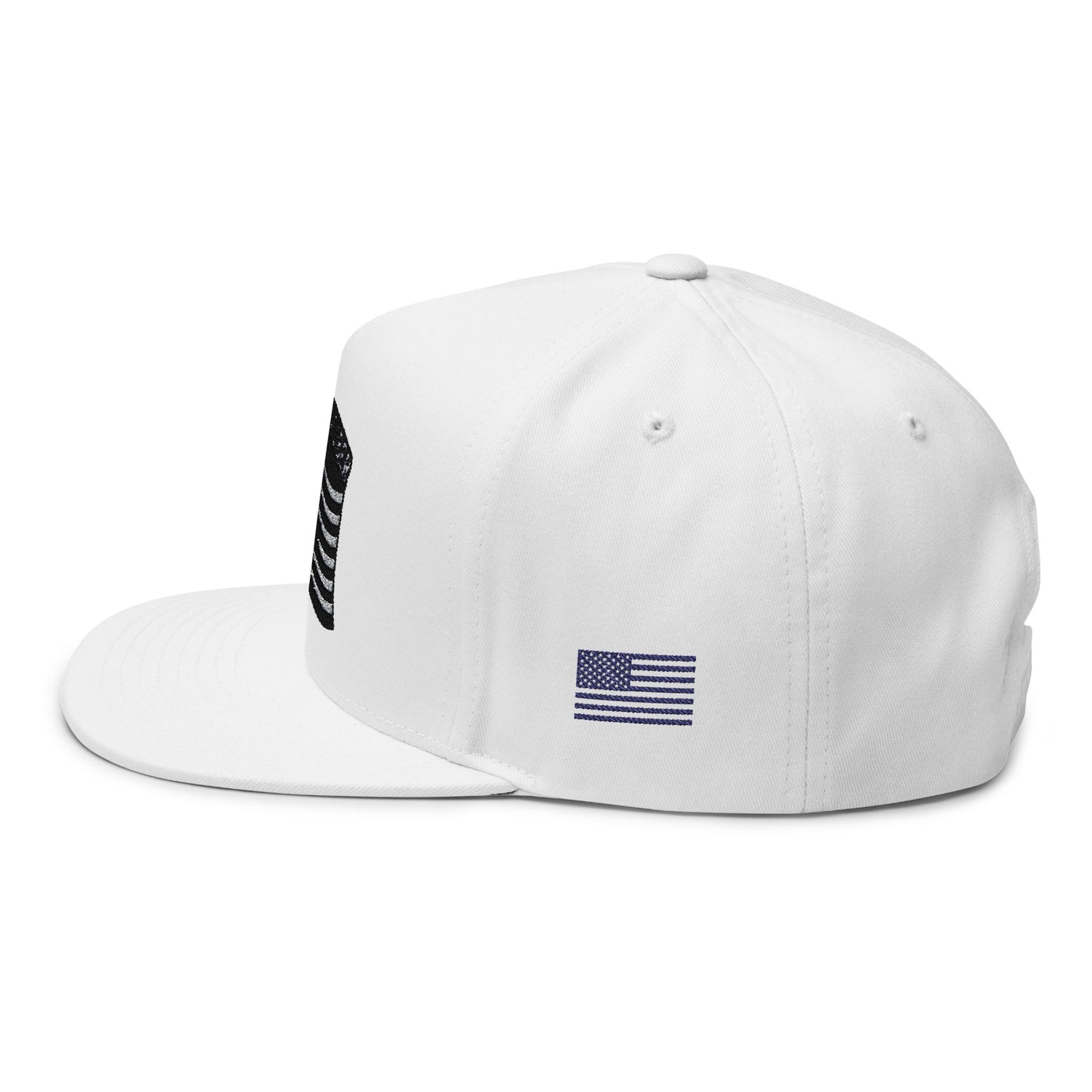 Embroidered Flat Bill Cap with American Flag Design
