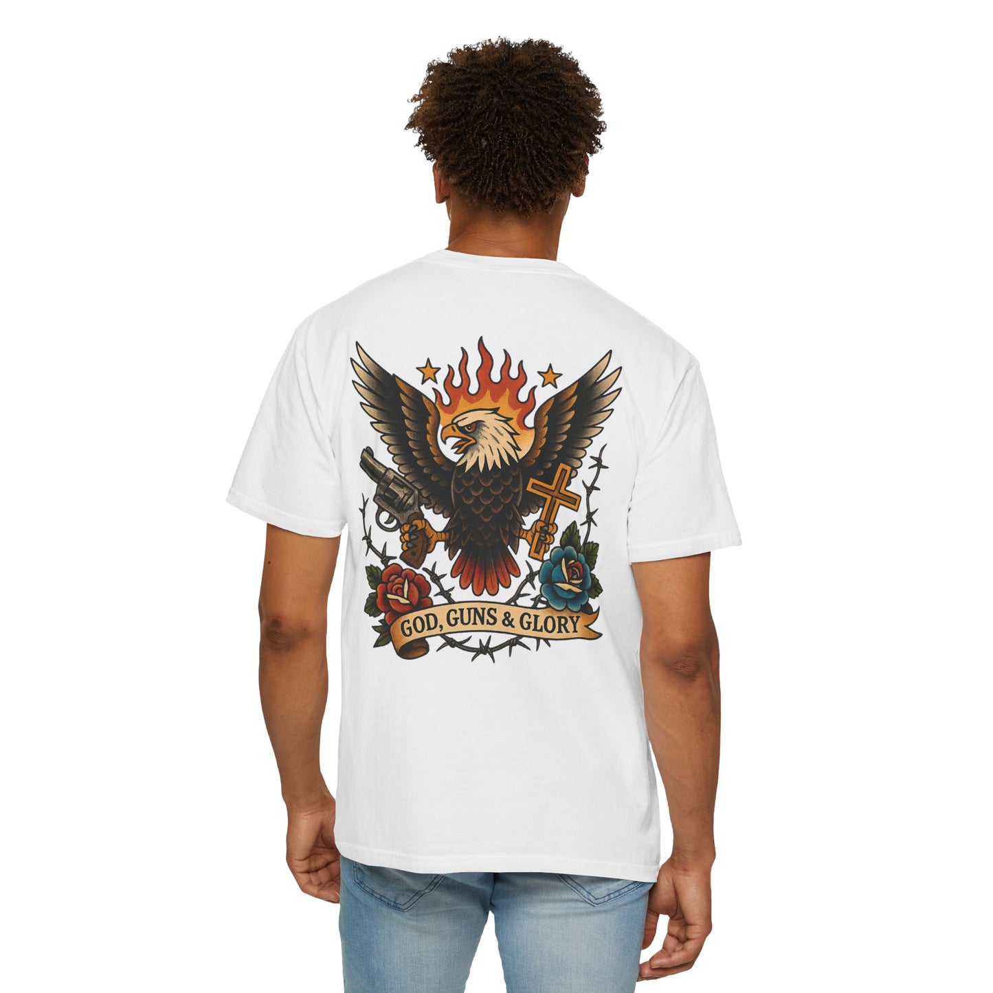 God, Guns & Glory Unisex Garment-Dyed T-Shirt – Vintage Patriotic Style