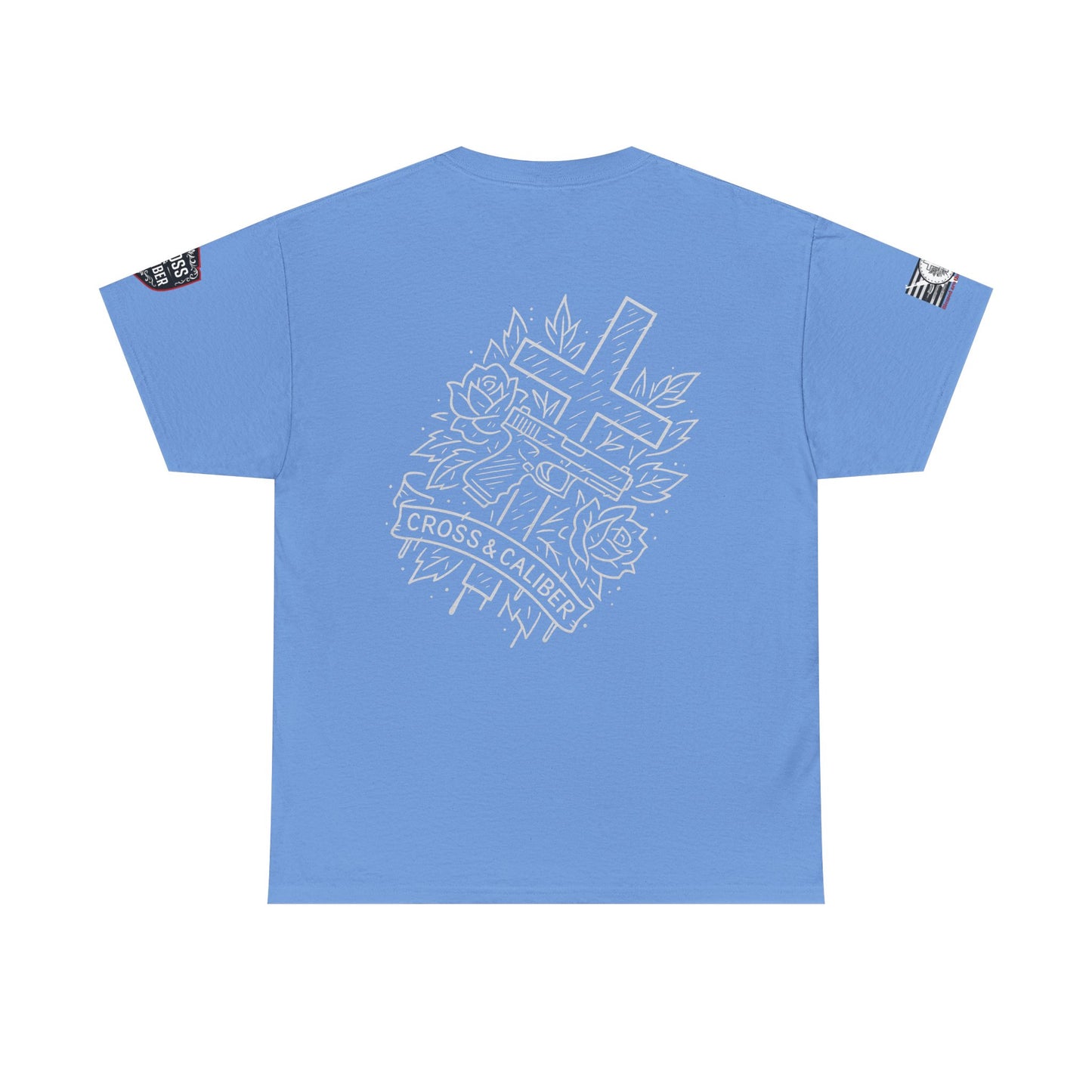 Bold Graphic Unisex Tee with Cross & Caliber Design, Casual Streetwear, Gift for Him or Her, Vintage Inspired T-Shirt,