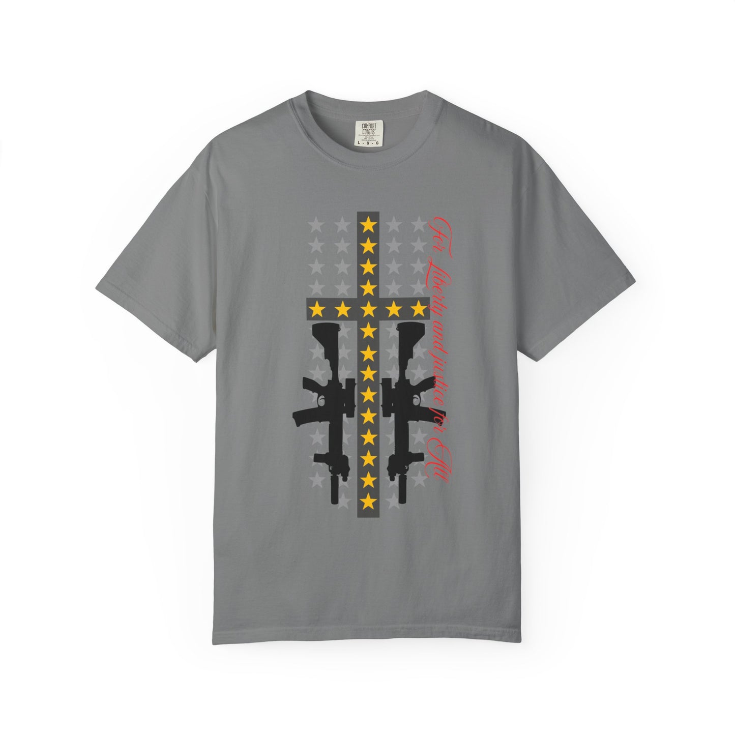 Cross & Guns Graphic Tee, Unisex Fashion Shirt, Casual Wear, Gift for Veterans, Independence Day Apparel, Statement T-shirt