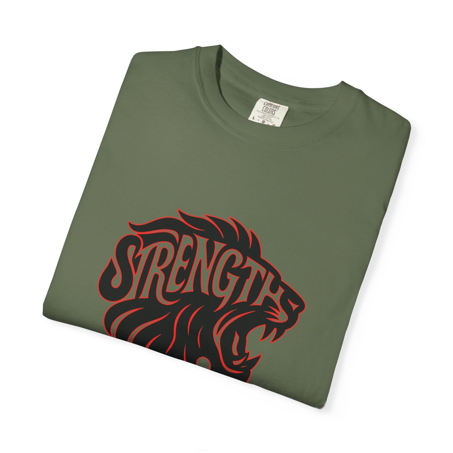 Bold Strength Unisex Garment-Dyed T-shirt, Motivational Shirt, Gift for Him or Her, Fitness Apparel, Minimalist Lion Design