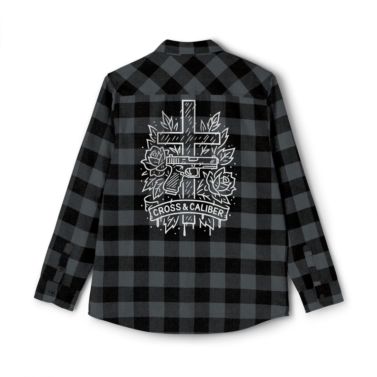 Unisex Flannel Shirt - Cross & Caliber Graphic, Cozy Casual Wear for Any Occasion