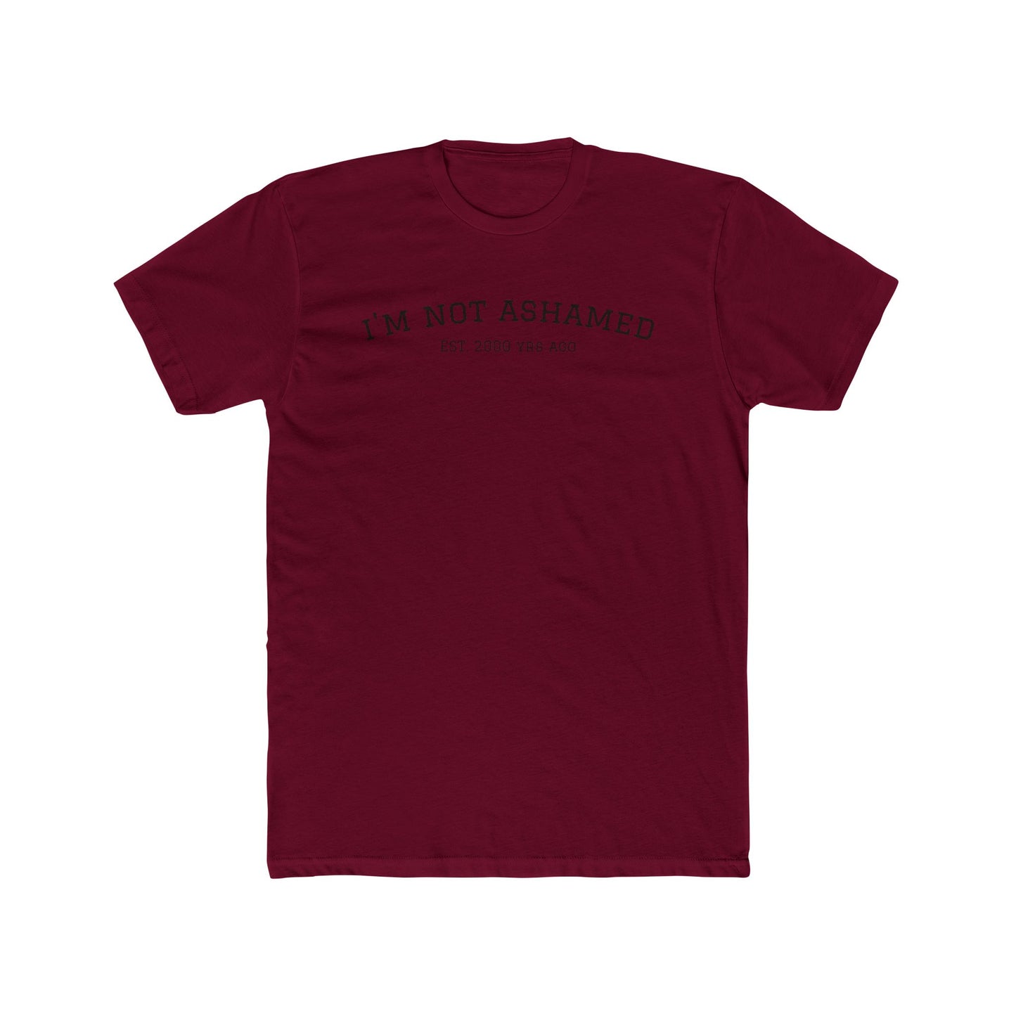 Unisex Cotton Crew Tee - "I'm Not Ashamed" with American Flag Design