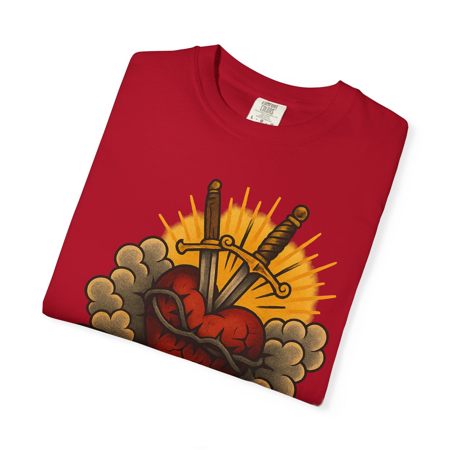 Faith Over Fear Unisex Garment-Dyed T-Shirt - Edgy Heart Design