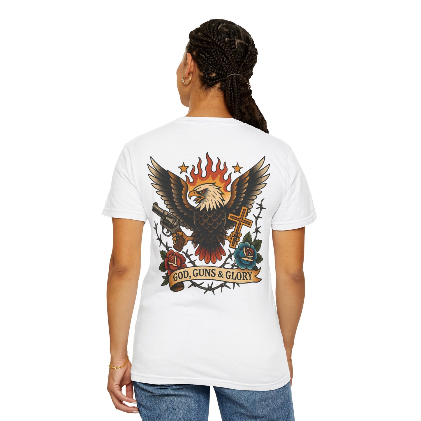 God, Guns & Glory Unisex Garment-Dyed T-Shirt – Vintage Patriotic Style