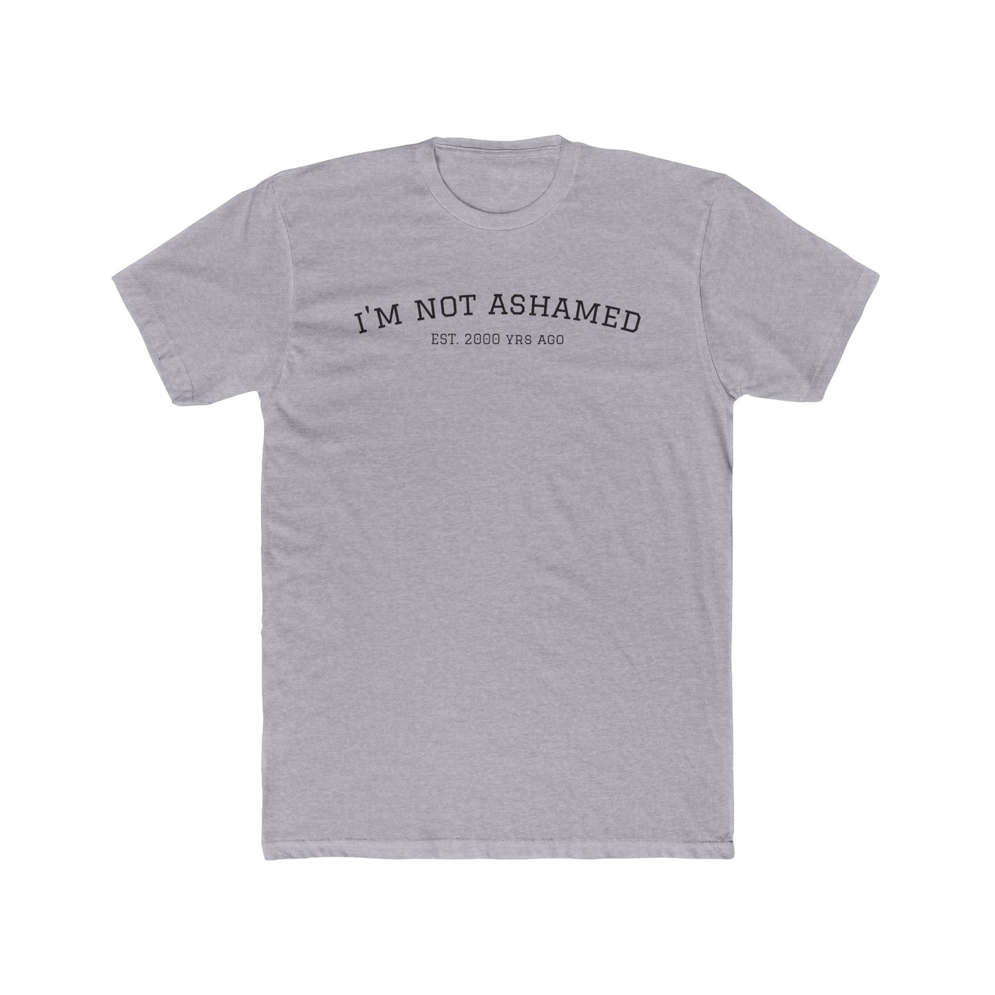 Unisex Cotton Crew Tee - "I'm Not Ashamed" with American Flag Design