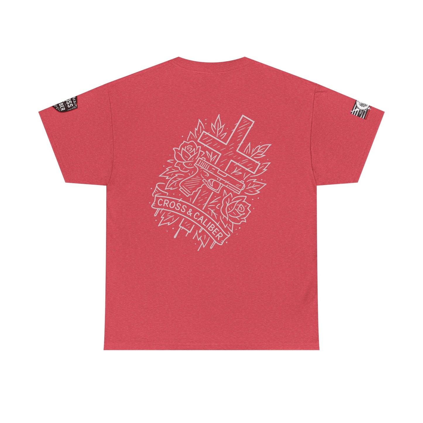 Bold Graphic Unisex Tee with Cross & Caliber Design, Casual Streetwear, Gift for Him or Her, Vintage Inspired T-Shirt,