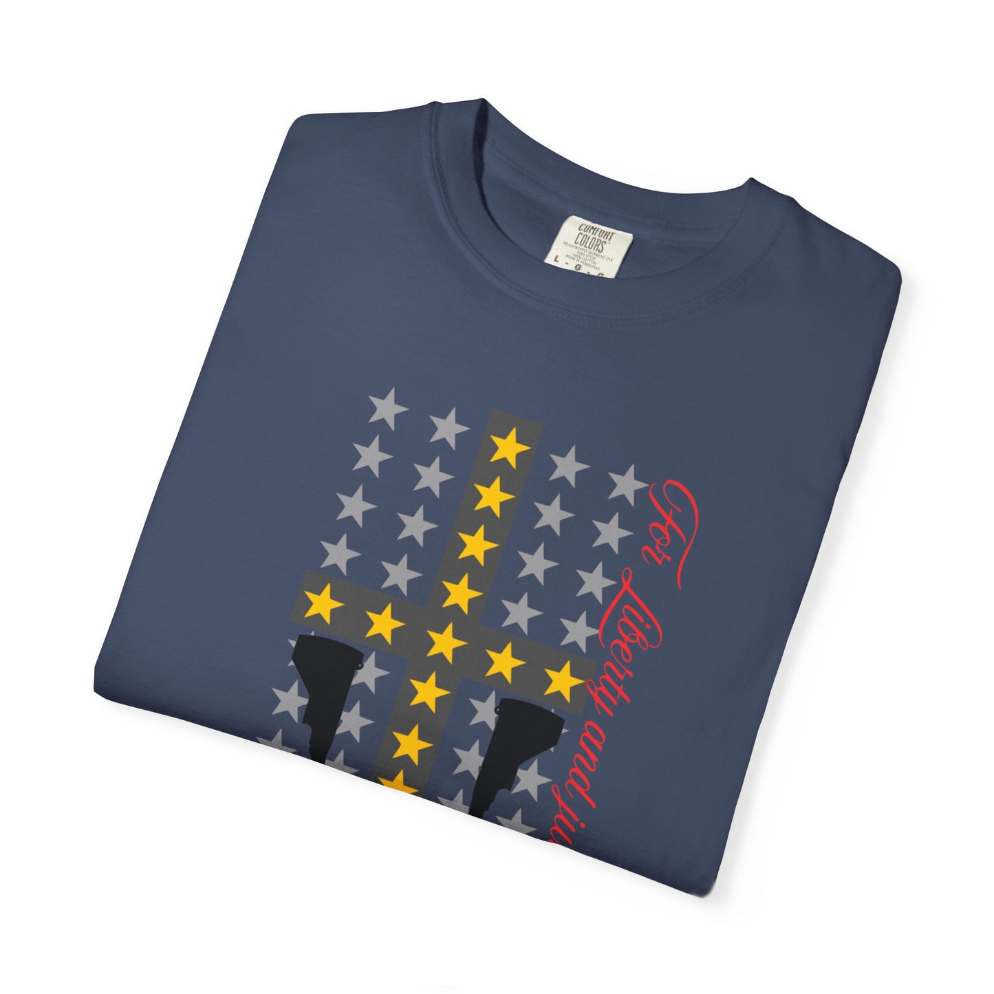 Cross & Guns Graphic Tee, Unisex Fashion Shirt, Casual Wear, Gift for Veterans, Independence Day Apparel, Statement T-shirt