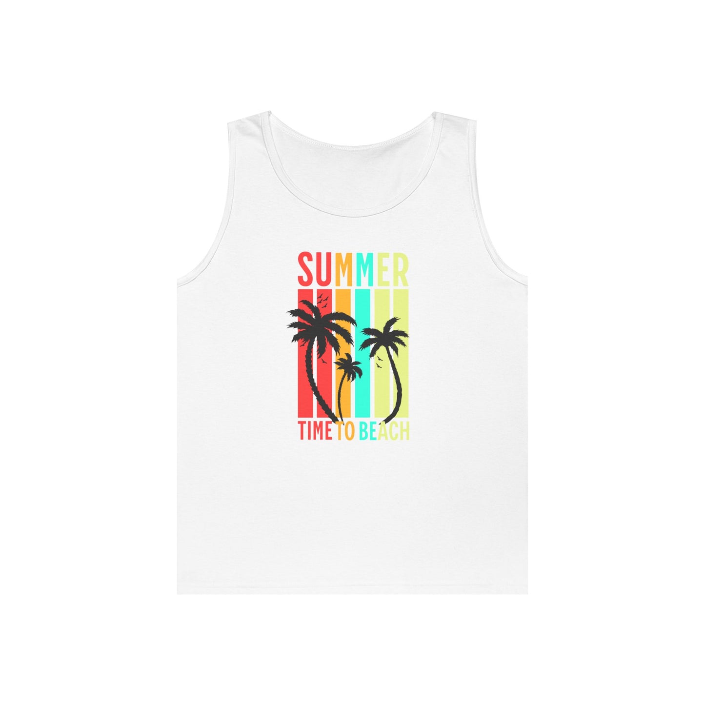 Beach Vibes Unisex Heavy Cotton Tank Top - Summer, Vacation, Pool Party, Tropical Getaway, Gift for Her