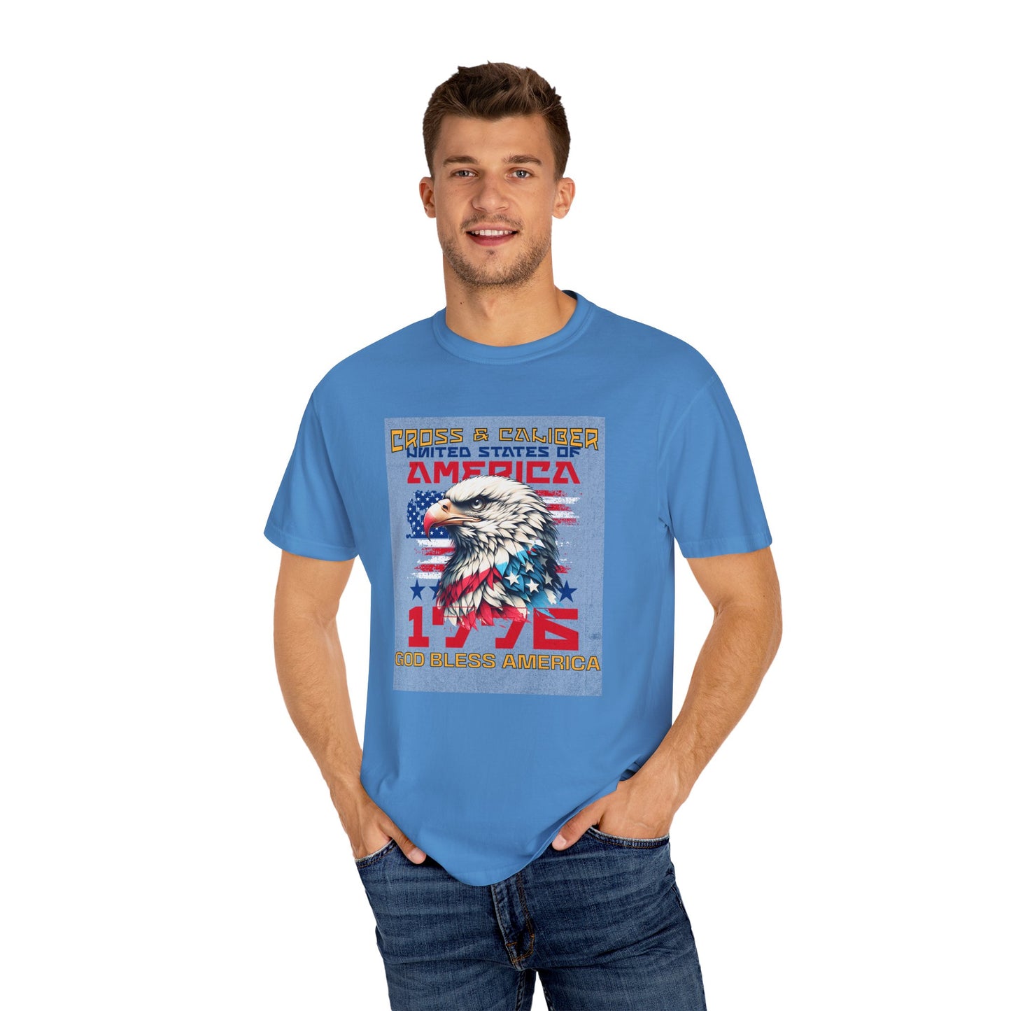 Patriotic Eagle T-Shirt, God Bless America Tee, Unisex Graphic Shirt, 4th of July Apparel, American Flag Clothing
