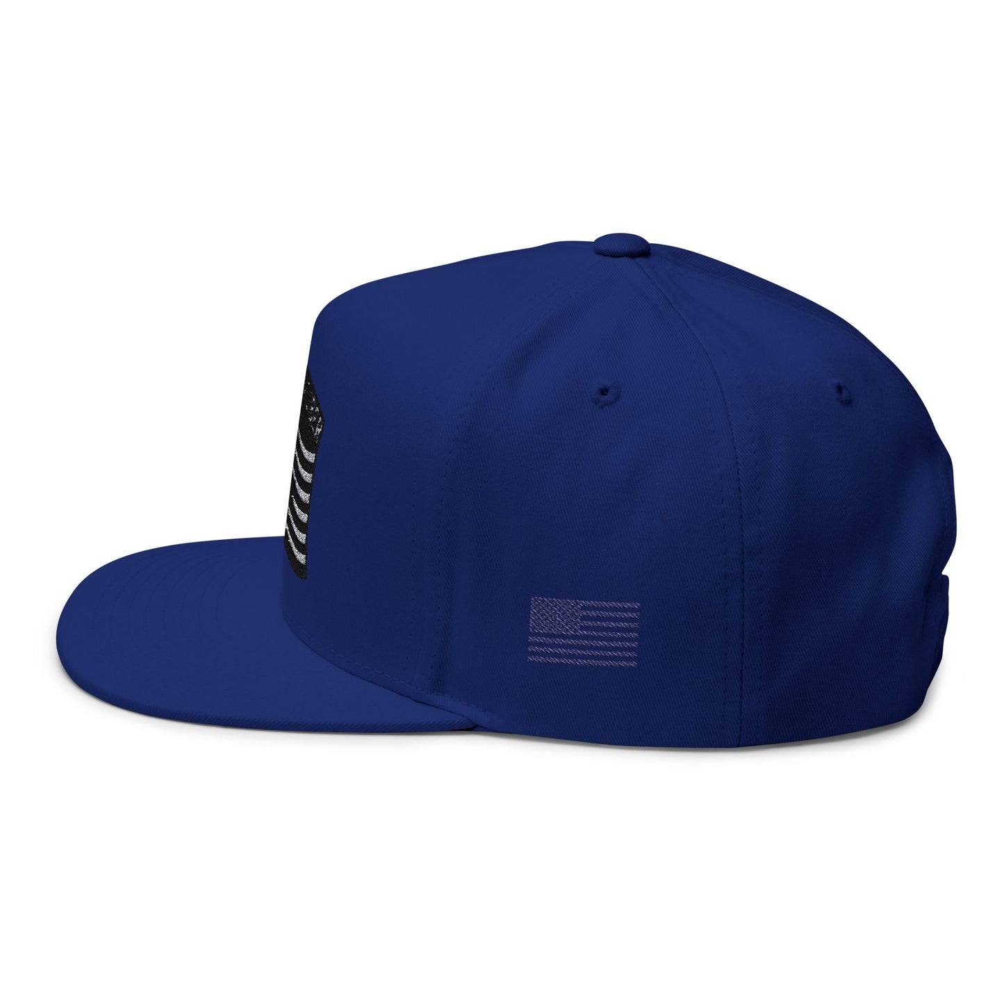 Embroidered Flat Bill Cap with American Flag Design