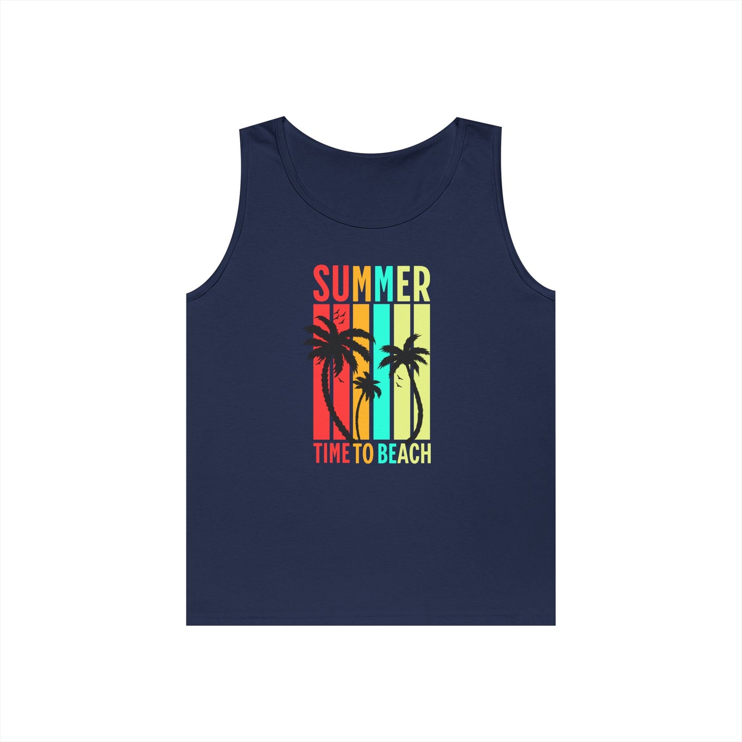 Beach Vibes Unisex Heavy Cotton Tank Top - Summer, Vacation, Pool Party, Tropical Getaway, Gift for Her