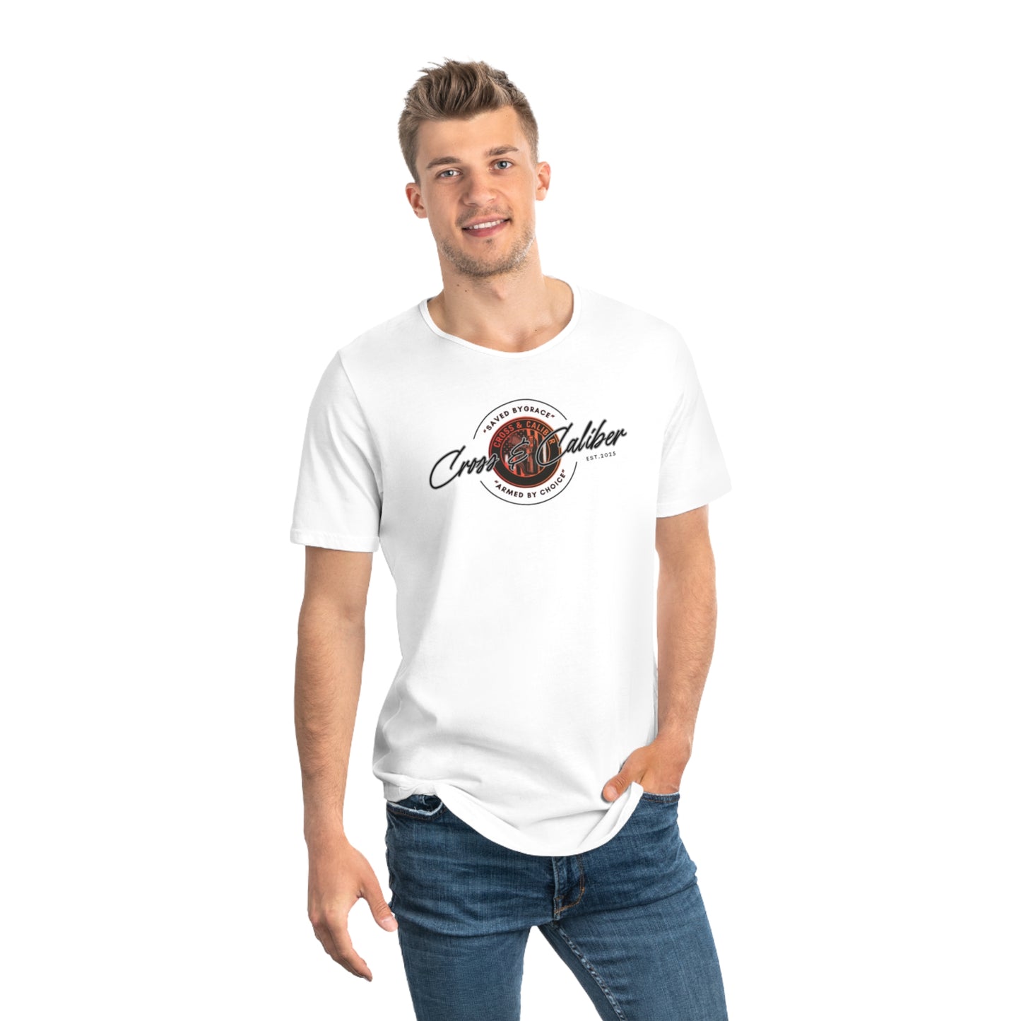 Men's Jersey Curved Hem Tee - Rocker Vibe, Perfect for Music Lovers, Casual Outings, Concerts, Gift for Him, Worship Style