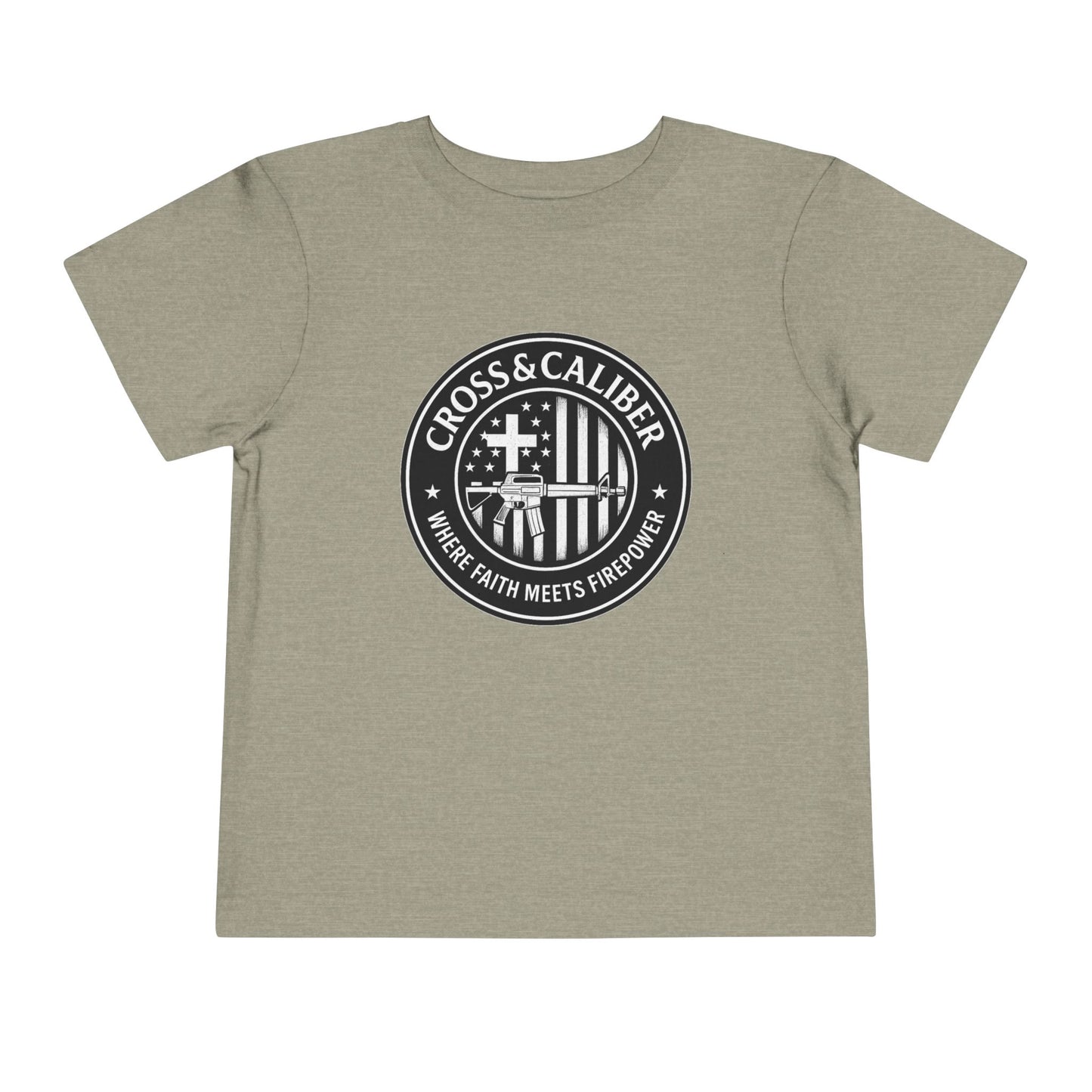 Boys' Faith & Flag Tee - Toddler Short Sleeve Shirt, Kids' Christian Apparel, Patriotic T-Shirt, Gift for Toddlers, Faith-Inspired Clothing