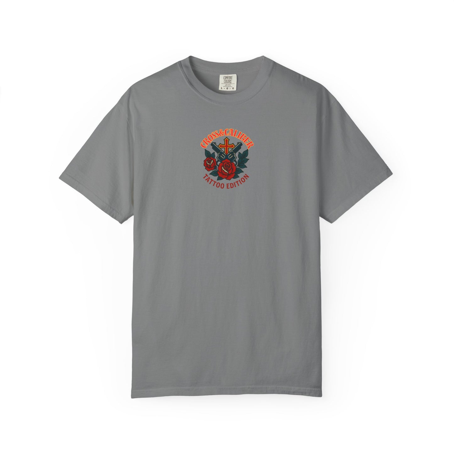 Unisex Tattoo Edition T-Shirt with Cross and Roses - Garment-Dyed for a Vintage Vibe