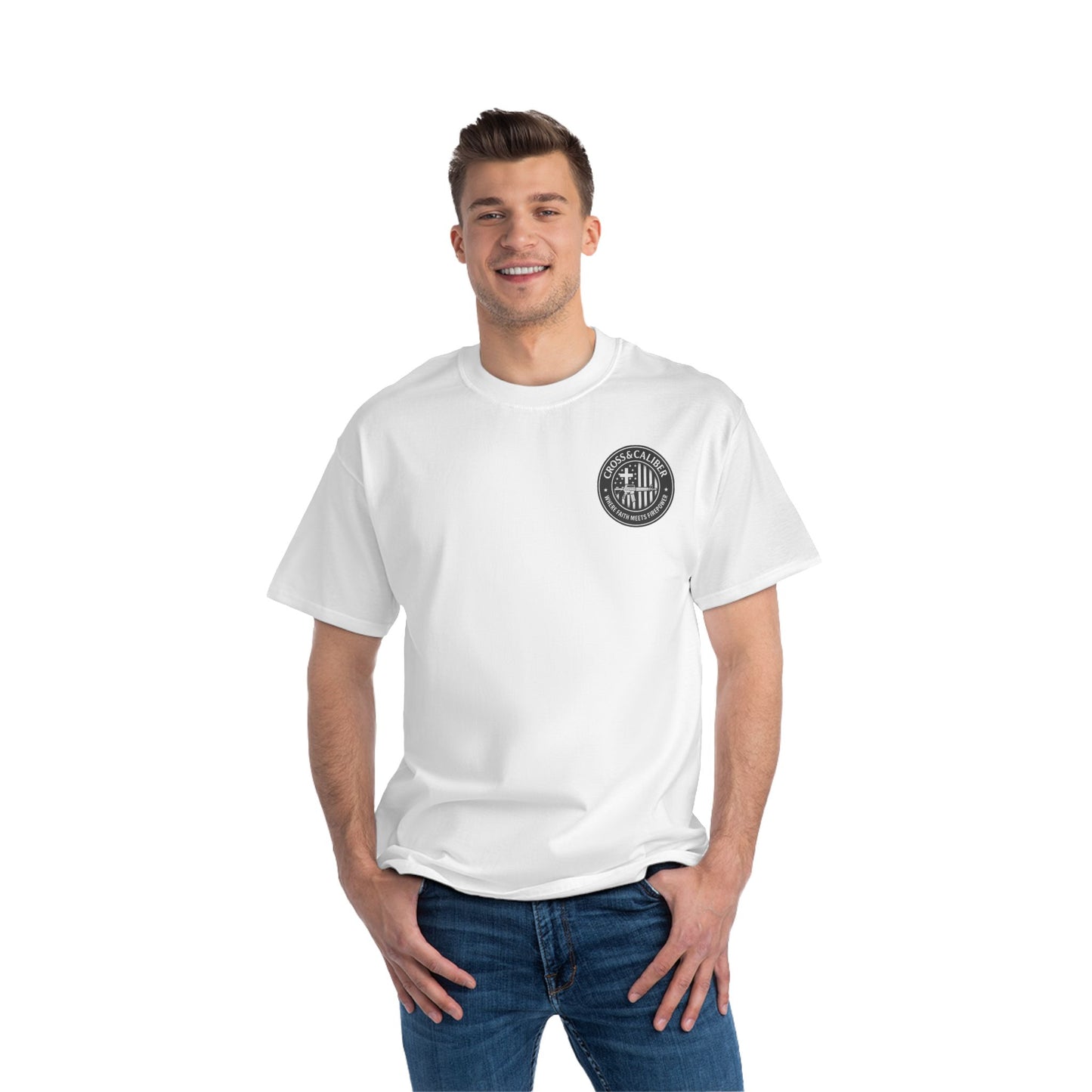 Cross & Caliber Shield Graphic T-Shirt for Casual Style