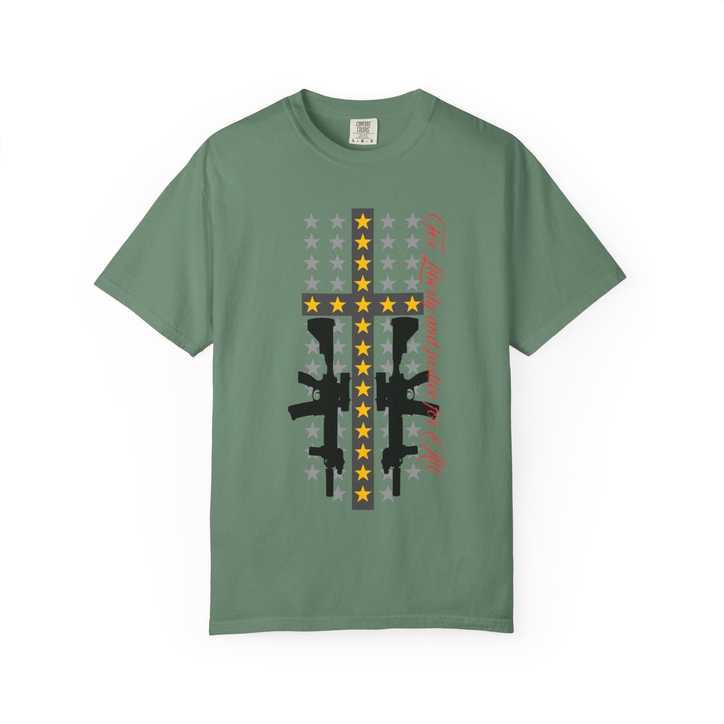 Cross & Guns Graphic Tee, Unisex Fashion Shirt, Casual Wear, Gift for Veterans, Independence Day Apparel, Statement T-shirt