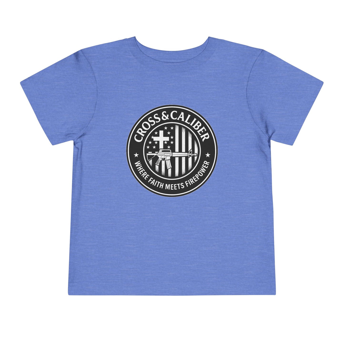 Boys' Faith & Flag Tee - Toddler Short Sleeve Shirt, Kids' Christian Apparel, Patriotic T-Shirt, Gift for Toddlers, Faith-Inspired Clothing