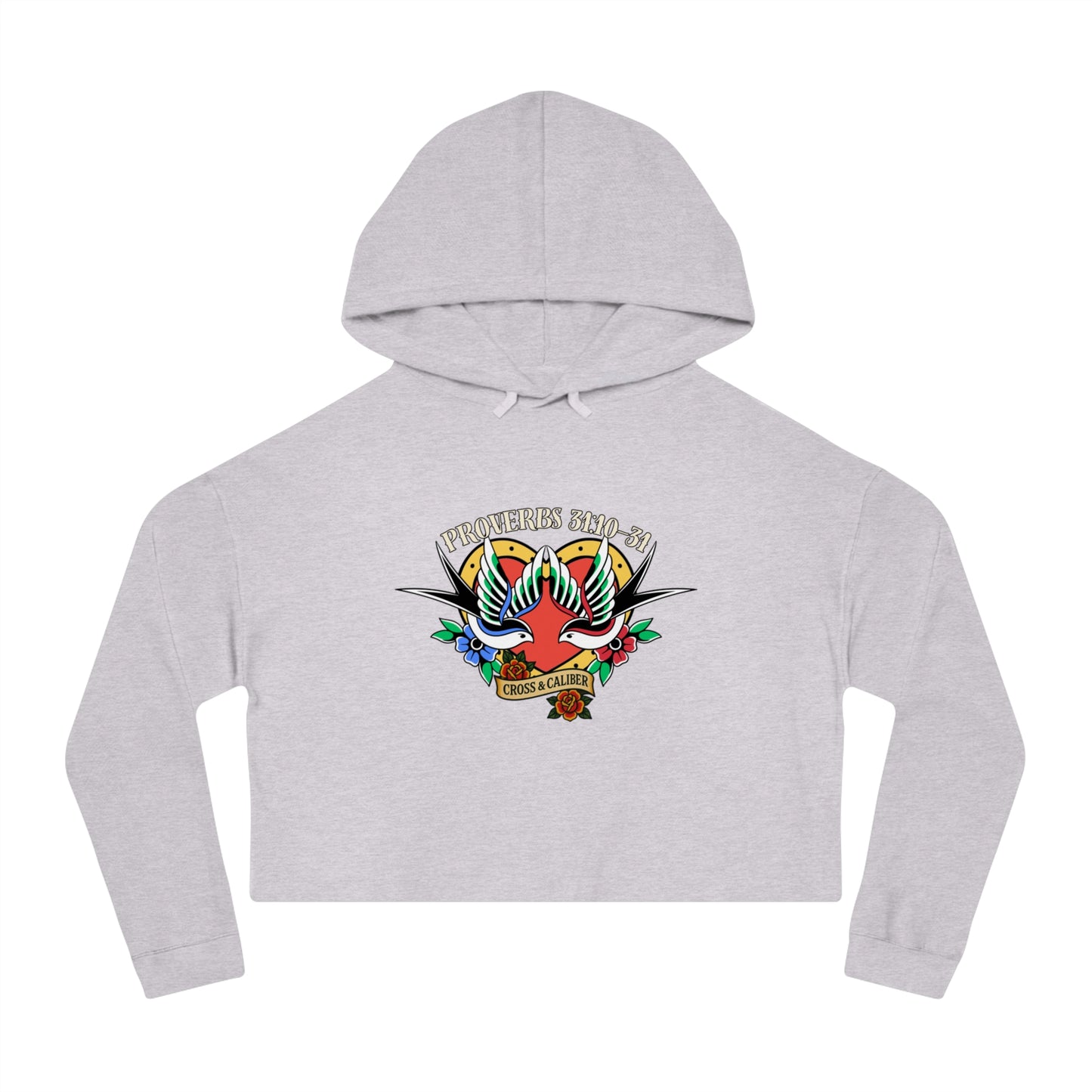 Stylish Women’s Cropped Hooded Sweatshirt with Colorful Tattoo Design - Perfect for Casual Wear & Gifts