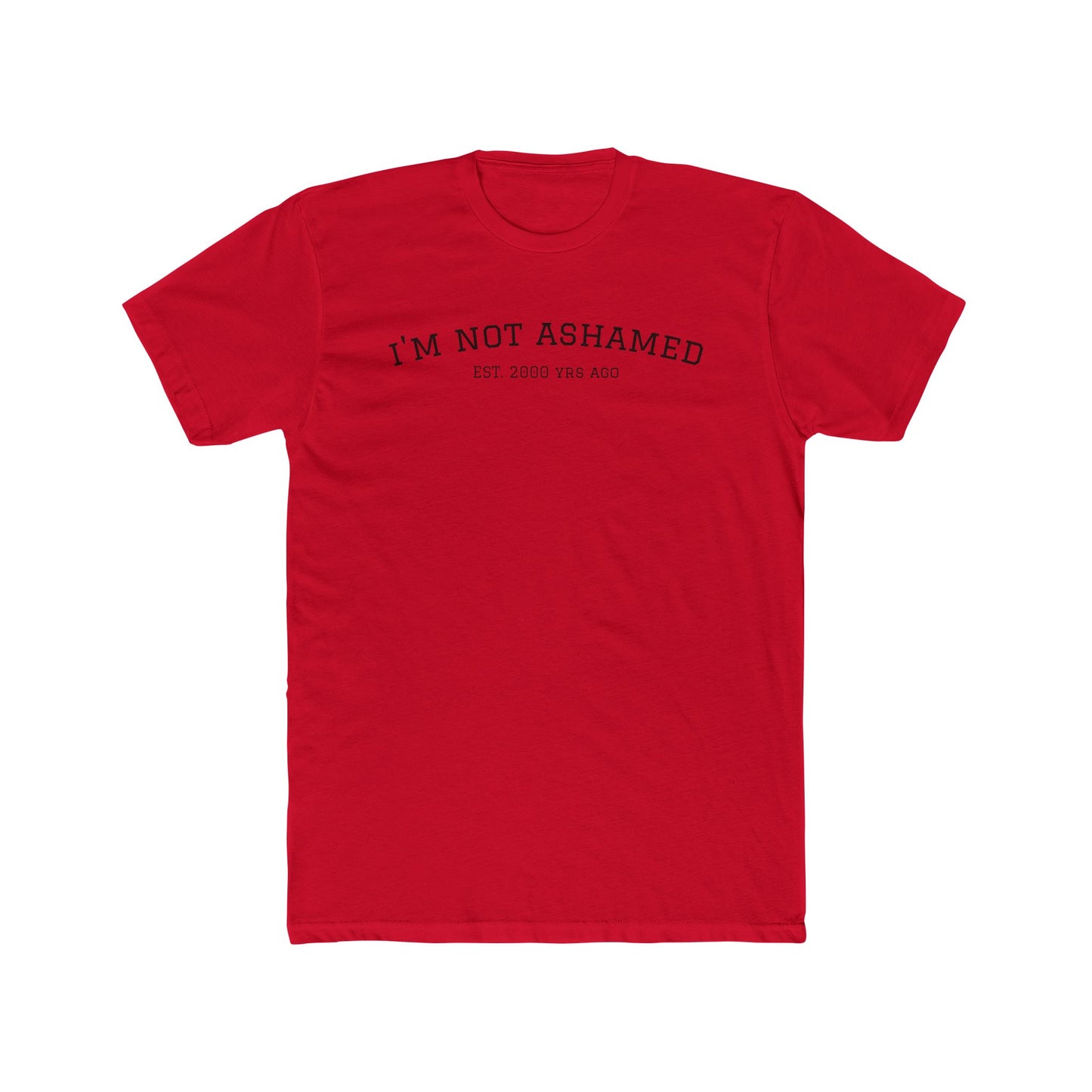 Unisex Cotton Crew Tee - "I'm Not Ashamed" with American Flag Design