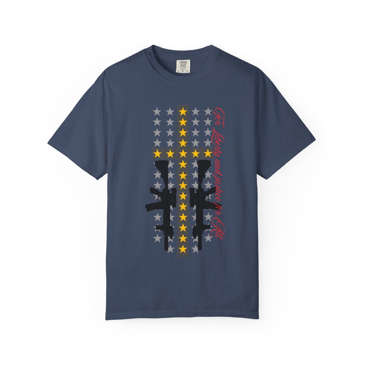 Cross & Guns Graphic Tee, Unisex Fashion Shirt, Casual Wear, Gift for Veterans, Independence Day Apparel, Statement T-shirt