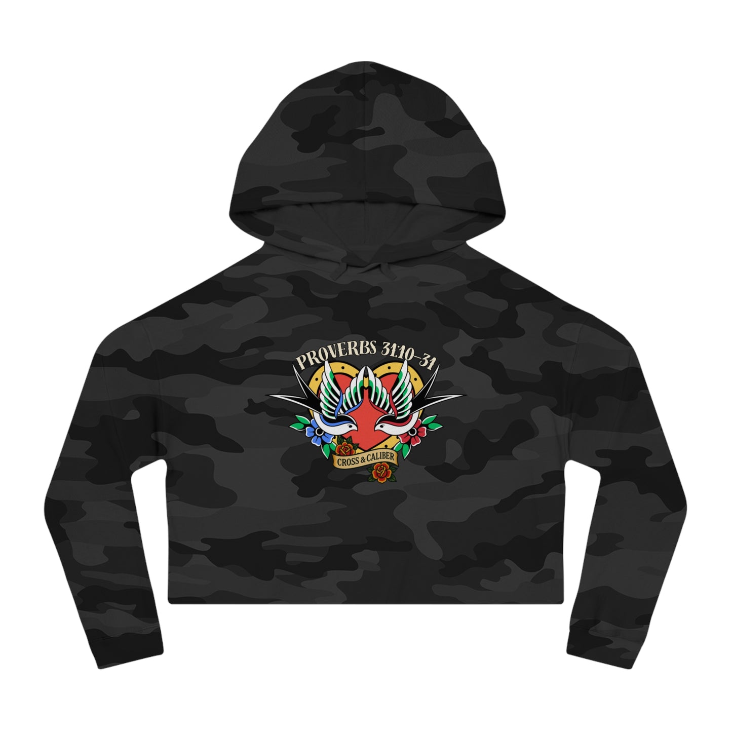 Stylish Women’s Cropped Hooded Sweatshirt with Colorful Tattoo Design - Perfect for Casual Wear & Gifts