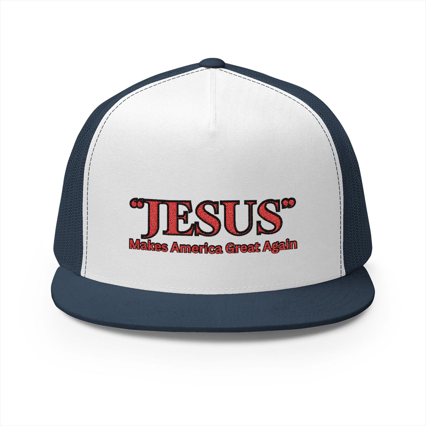 'JESUS' Makes America Great Again-Embroidered 5 Panel Trucker Cap