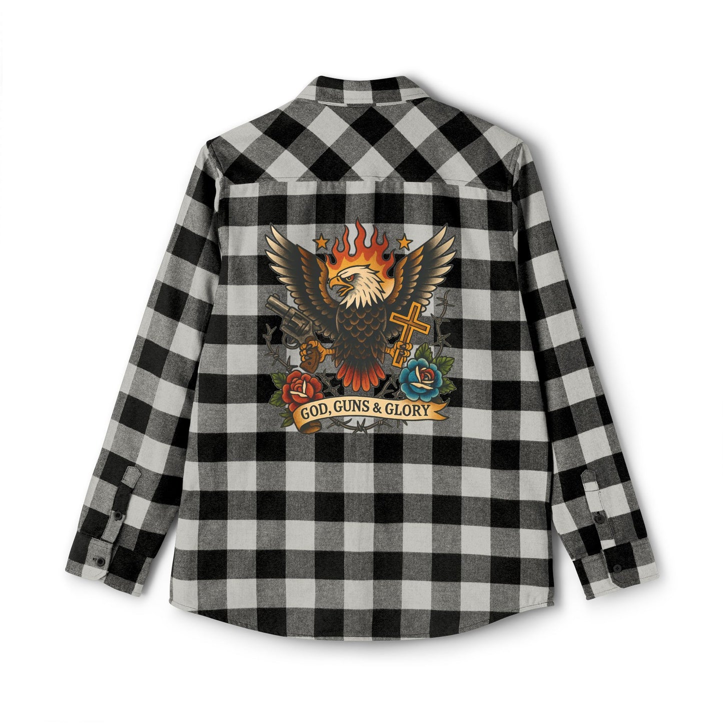 Unisex Flannel Shirt - God, Guns & Glory Design