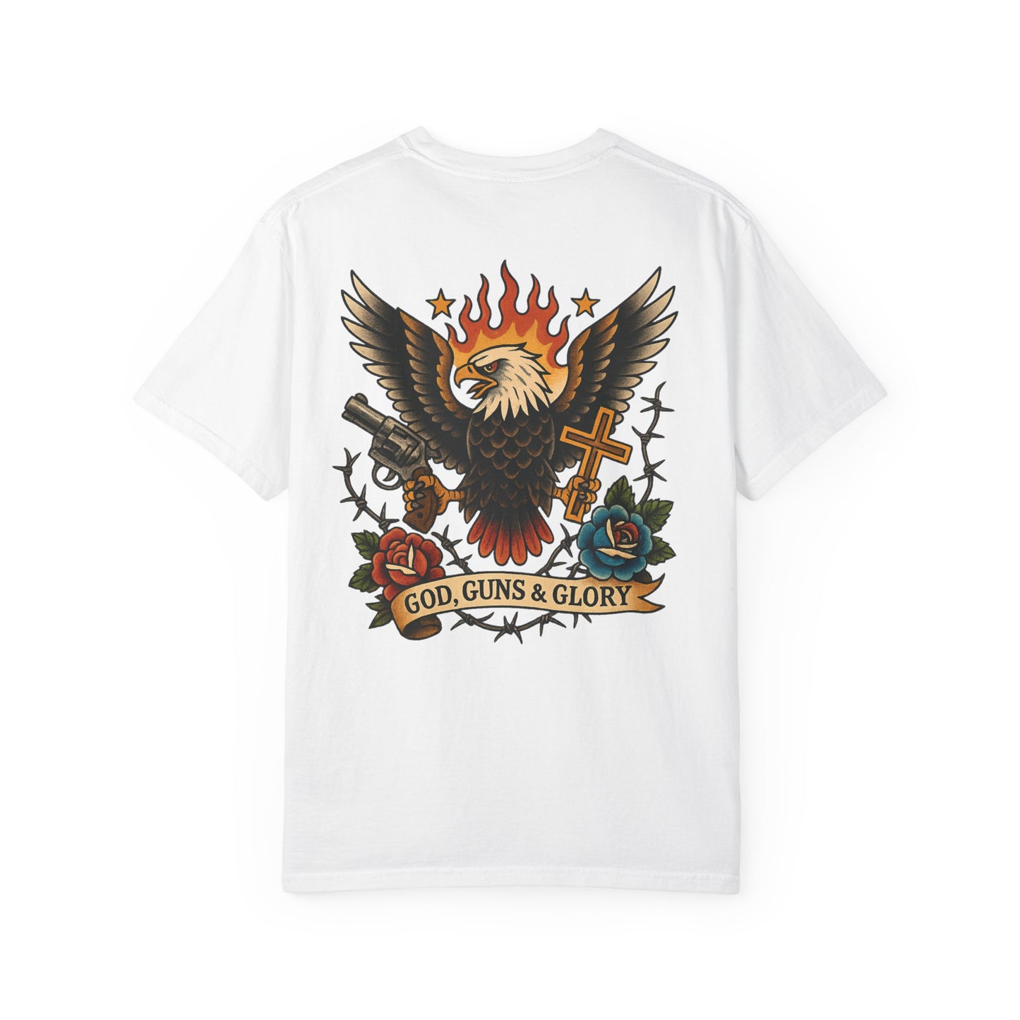 God, Guns & Glory Unisex Garment-Dyed T-Shirt – Vintage Patriotic Style