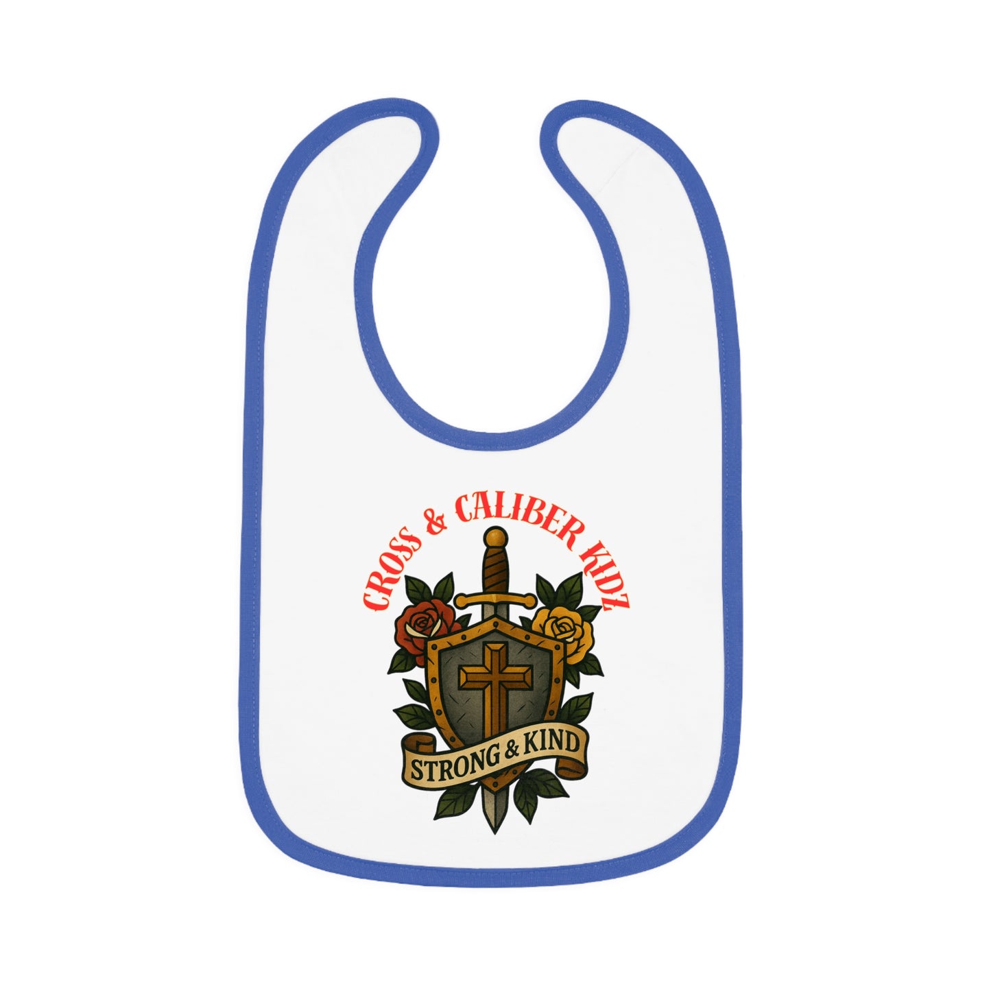 Strong & Kind Baby Bib – Contrast Trim Jersey Design for Toddlers