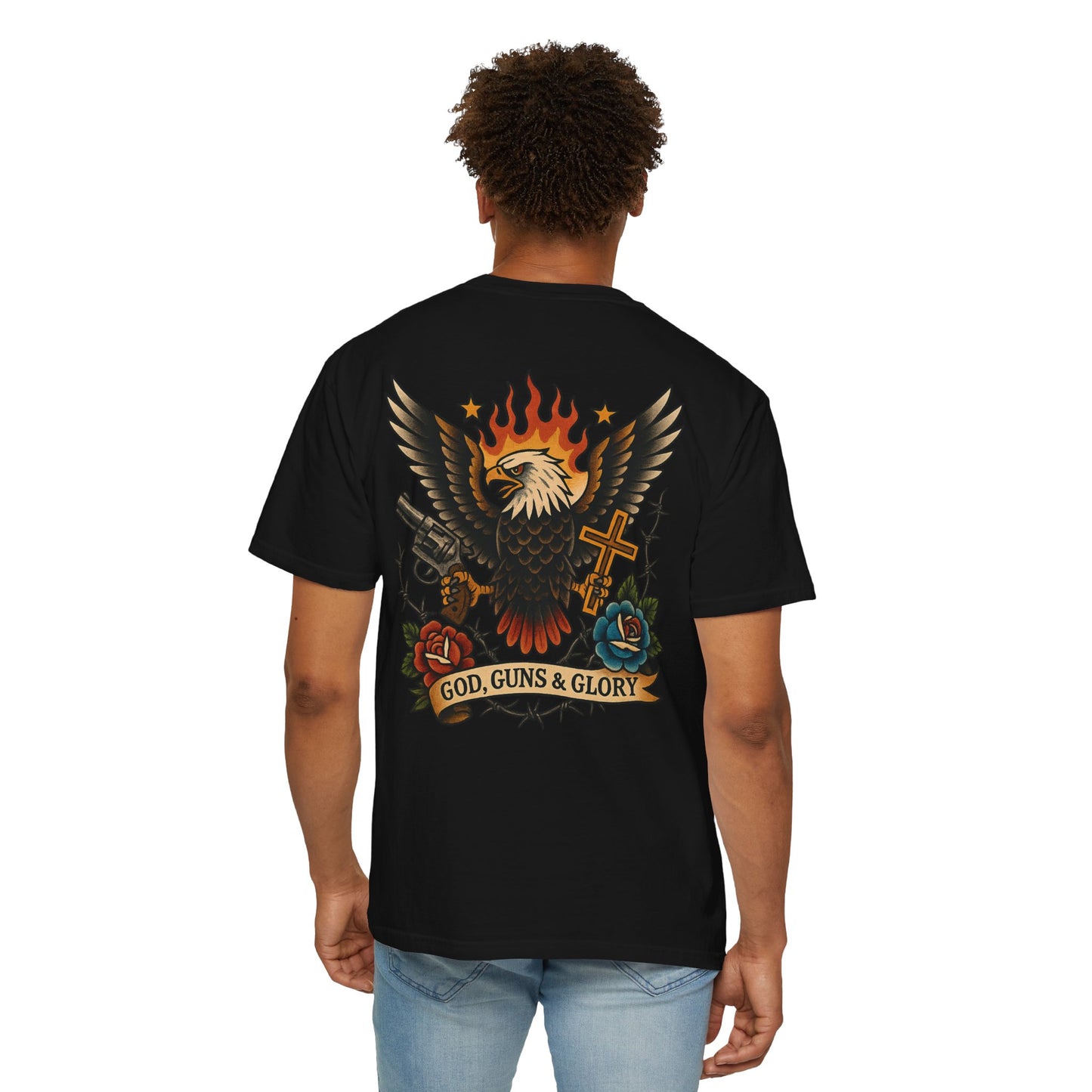 God, Guns & Glory Unisex Garment-Dyed T-Shirt – Vintage Patriotic Style
