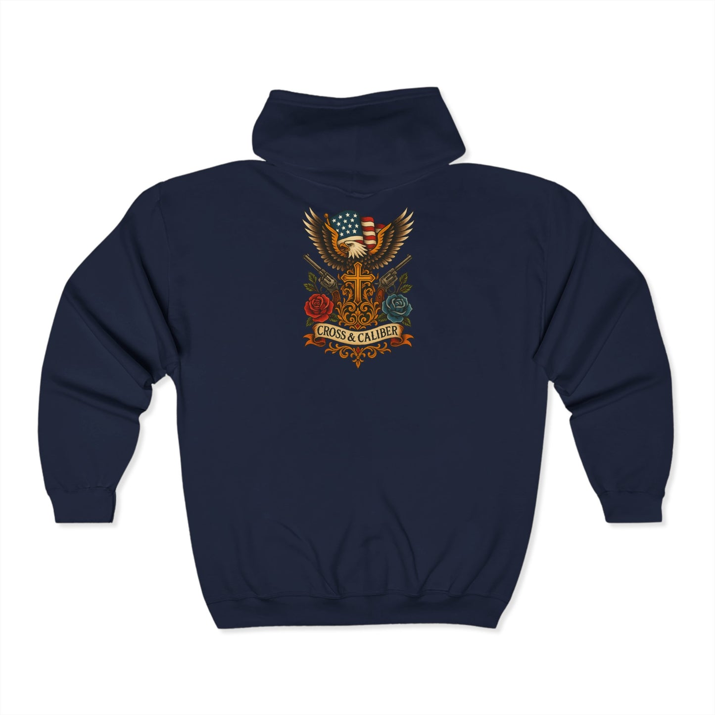 Unisex Heavy Blend™ Full Zip Hoodie - Vintage Eagle Design