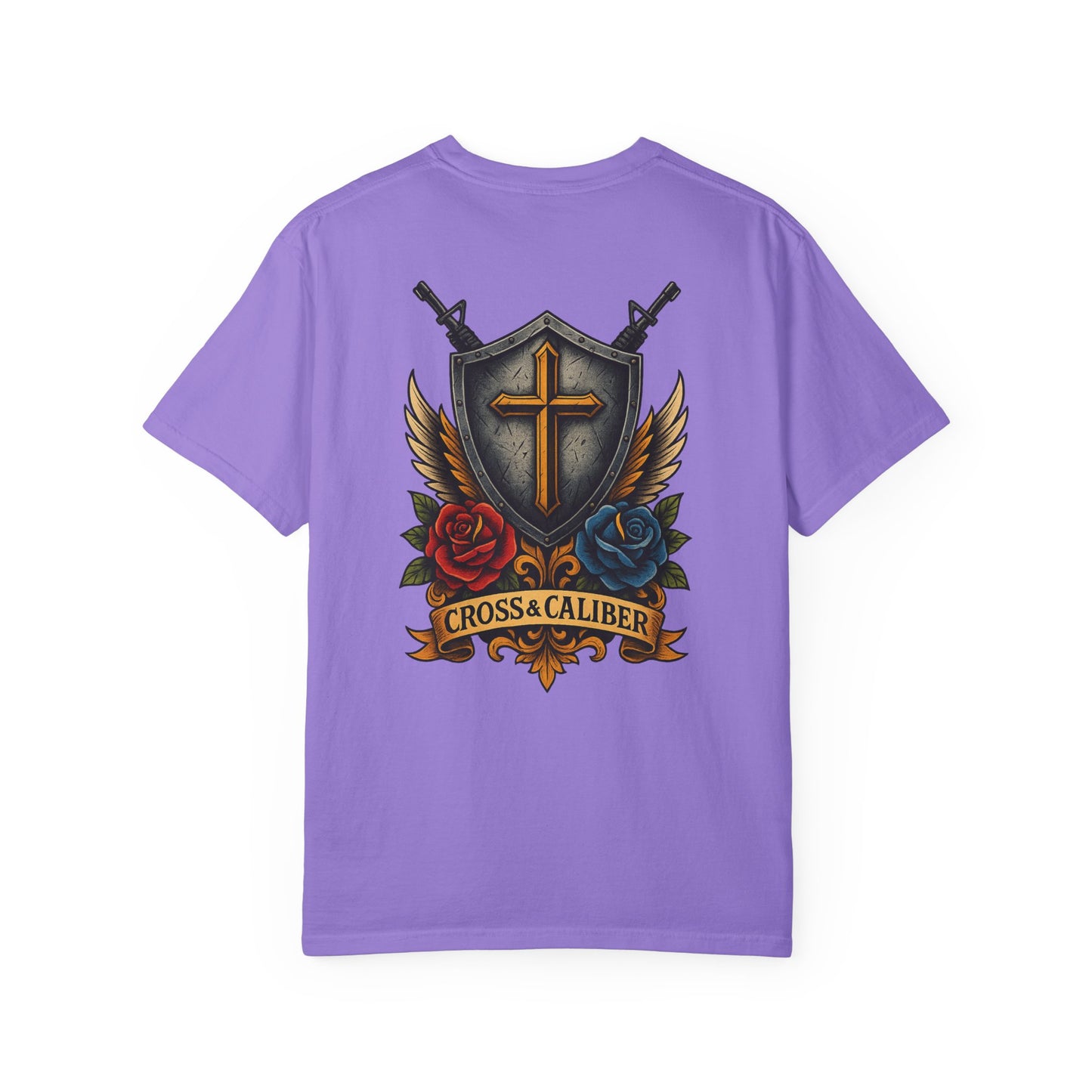 Unisex Tattoo Edition T-Shirt with Cross and Roses - Garment-Dyed for a Vintage Vibe