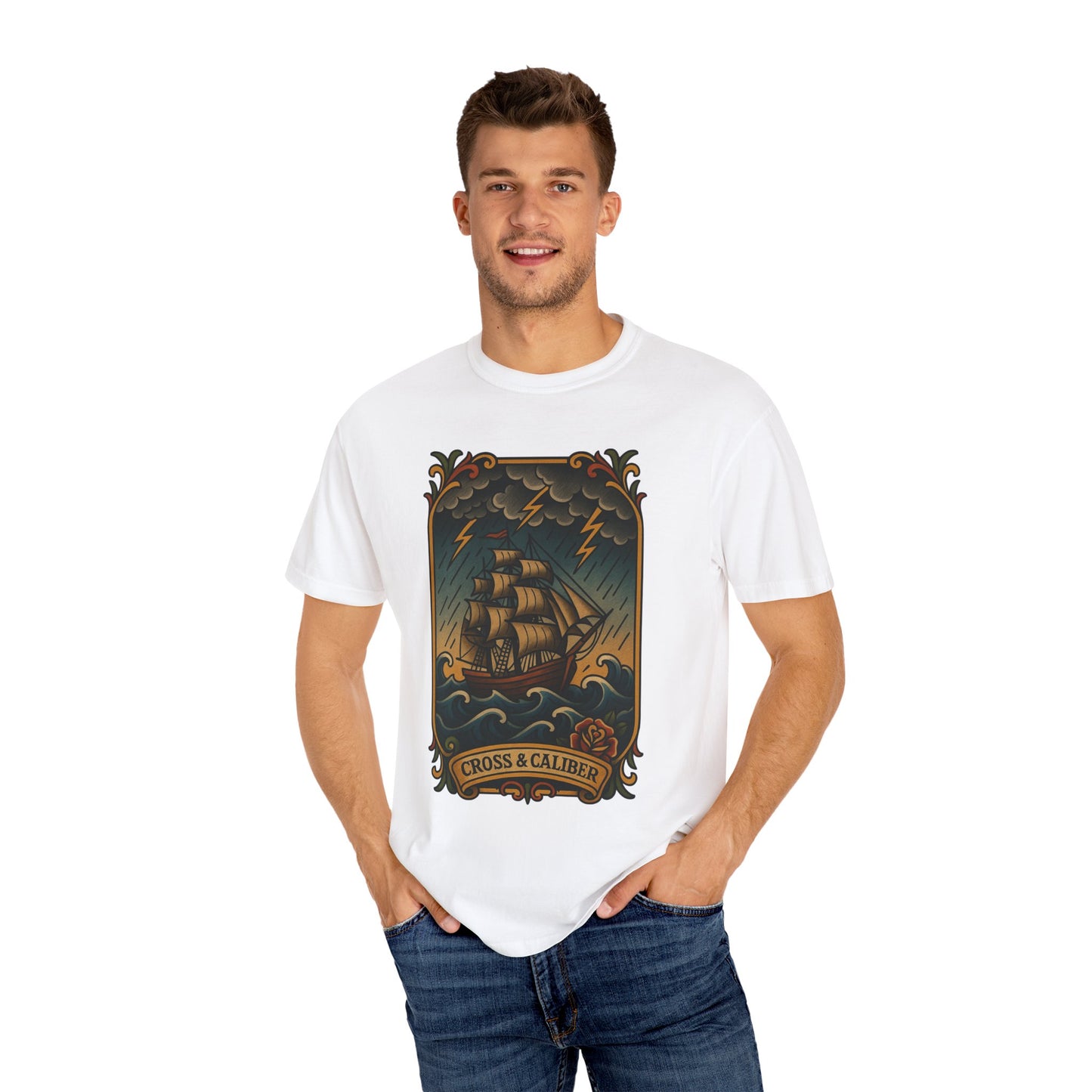 Nautical Tattoo T-Shirt - Cross & Caliber Design