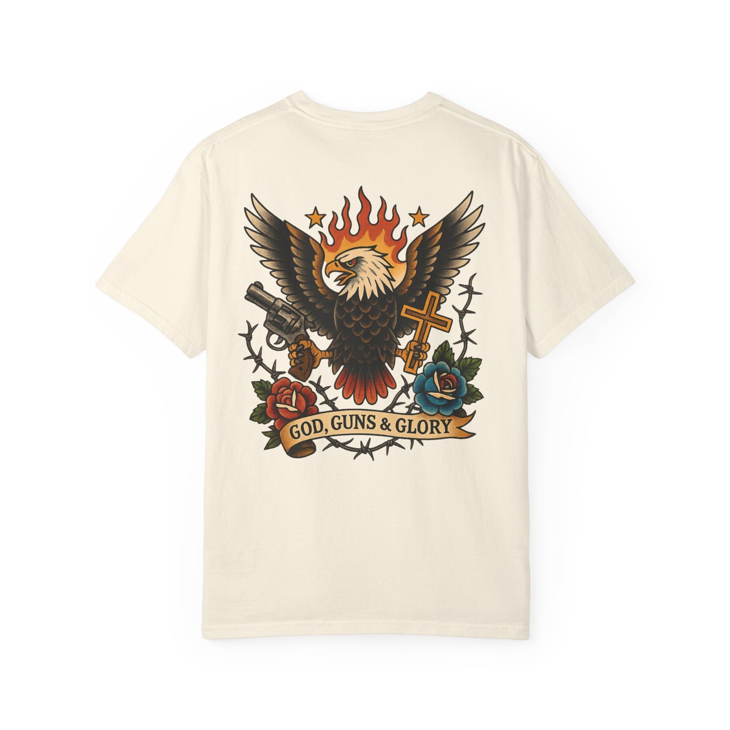 God, Guns & Glory Unisex Garment-Dyed T-Shirt – Vintage Patriotic Style