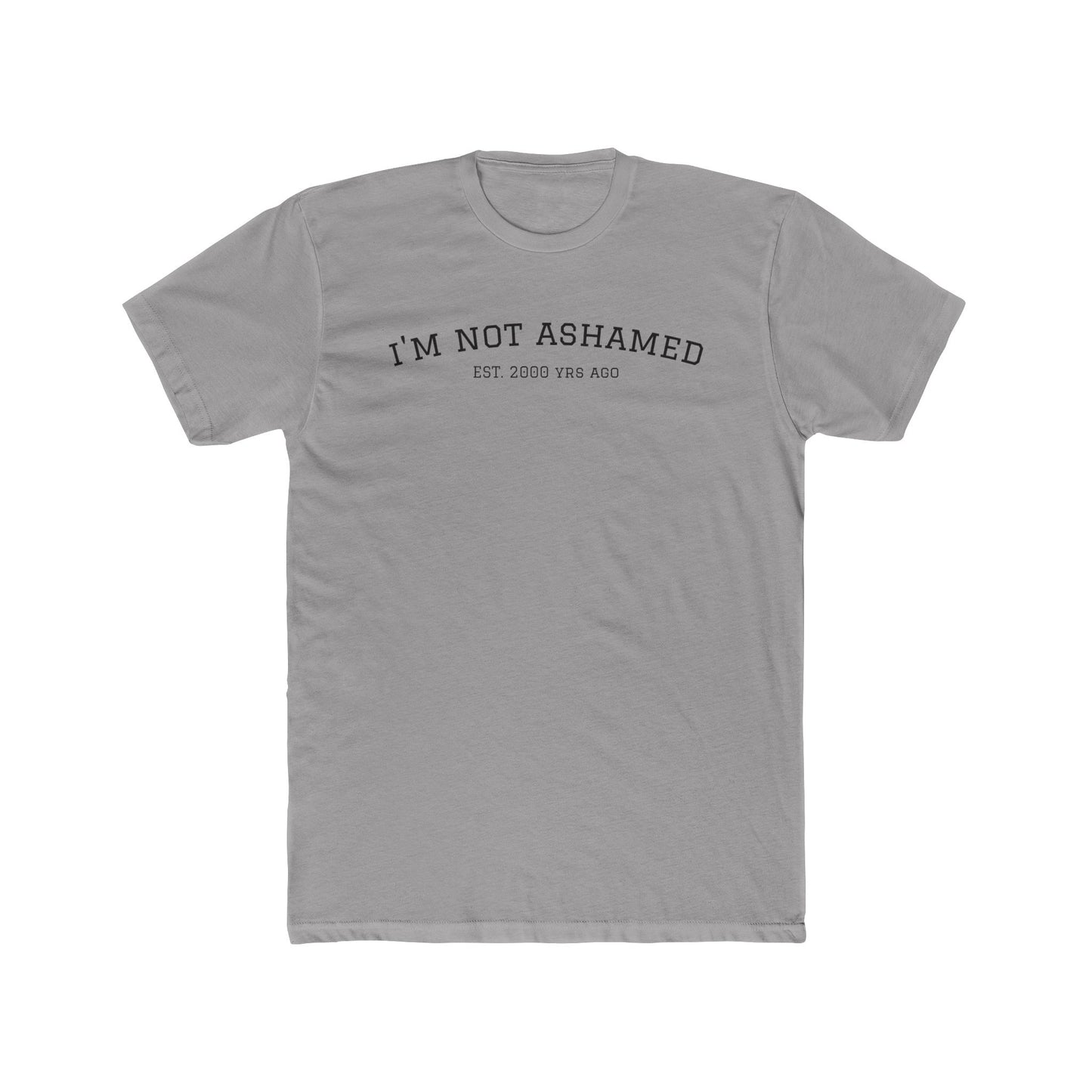 Unisex Cotton Crew Tee - "I'm Not Ashamed" with American Flag Design