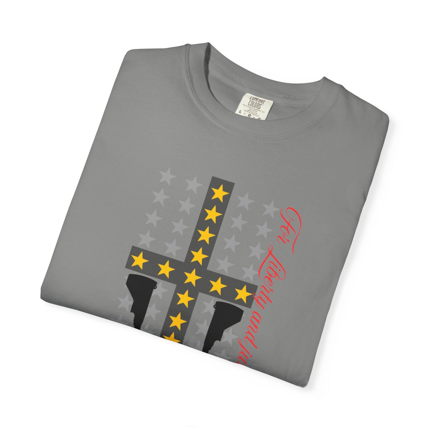 Cross & Guns Graphic Tee, Unisex Fashion Shirt, Casual Wear, Gift for Veterans, Independence Day Apparel, Statement T-shirt