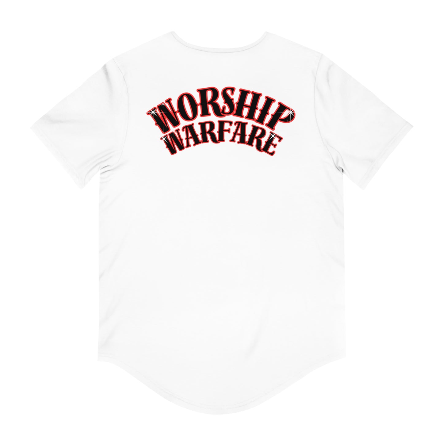Men's Curved Hem Tee - Casual Streetwear, Worship Warfare Graphic, Gift for Him, Summer Style, Everyday Wear, Unique Design