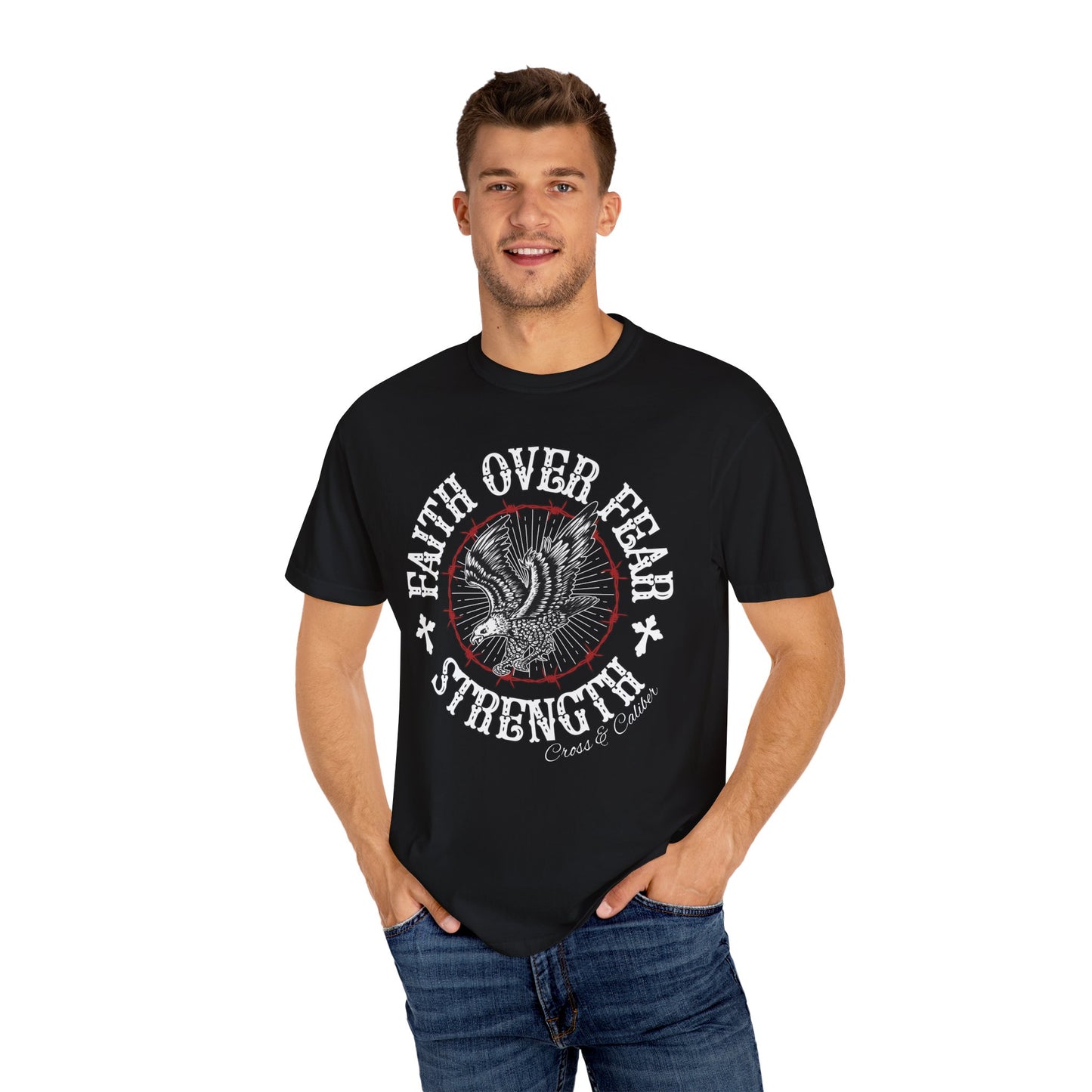 Faith Over Fear Unisex Garment-Dyed T-shirt, Inspirational Tee, Graphic Shirt, Strength Apparel, Motivational Gift, Casual Wear