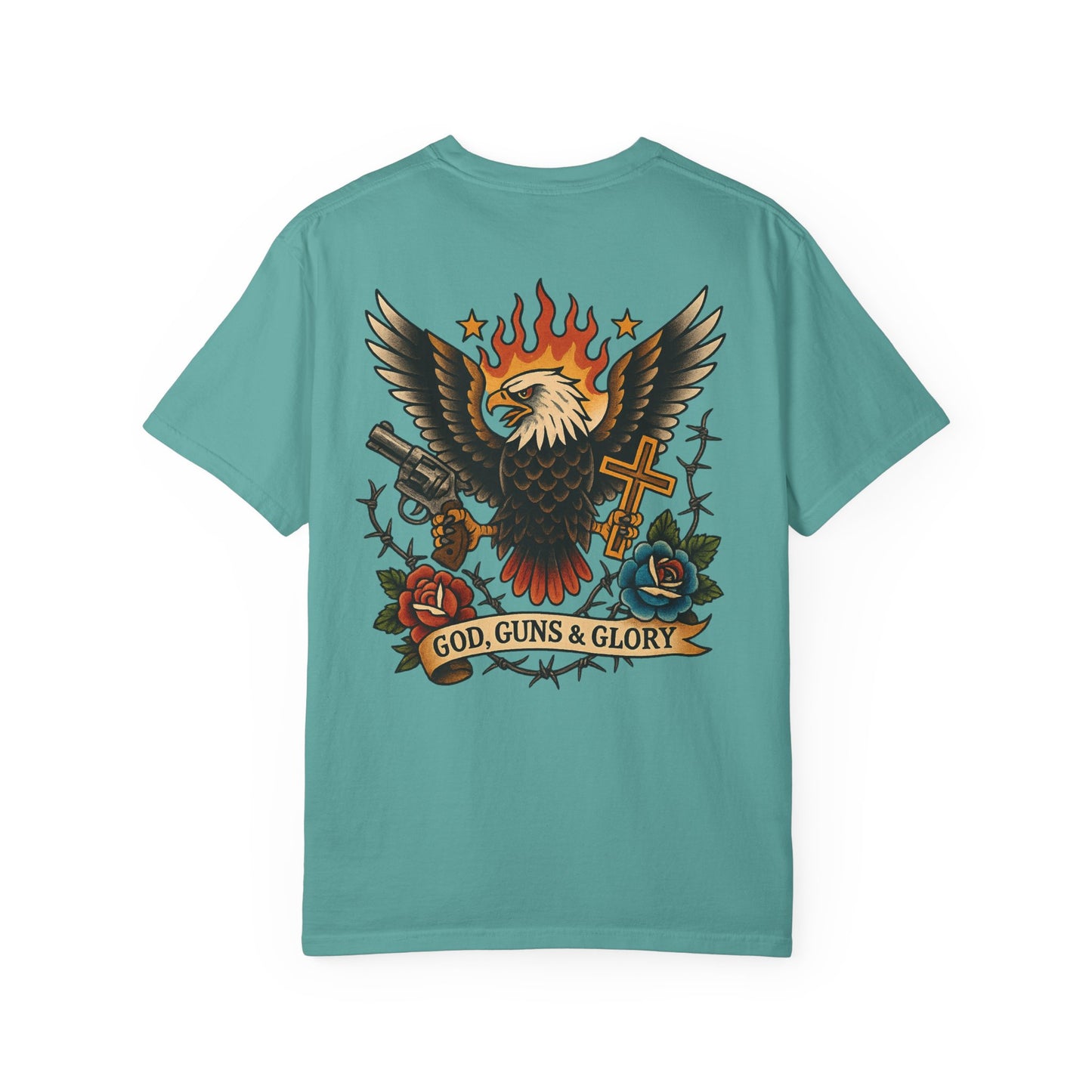 God, Guns & Glory Unisex Garment-Dyed T-Shirt – Vintage Patriotic Style