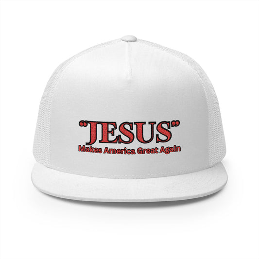 'JESUS' Makes America Great Again-Embroidered 5 Panel Trucker Cap