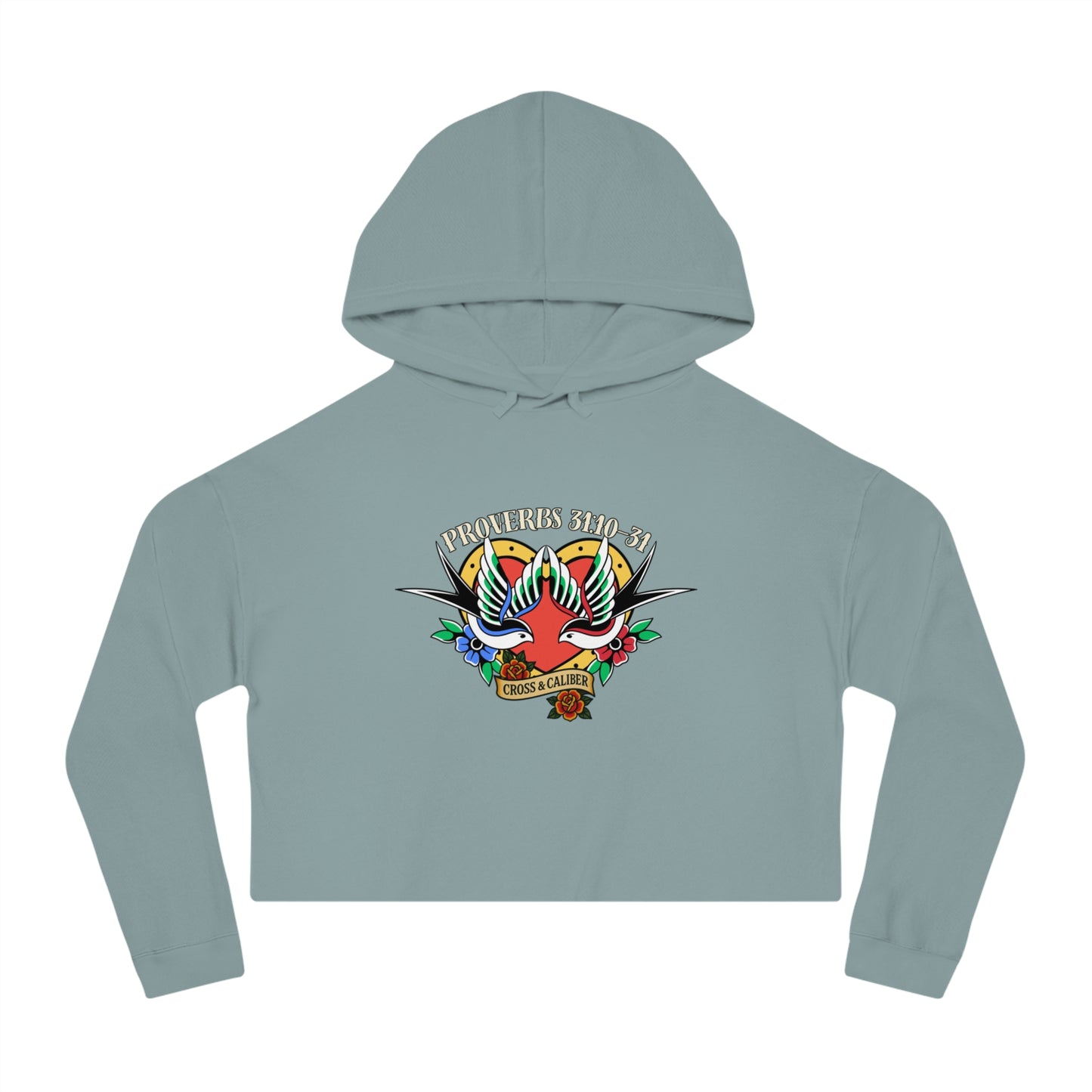 Stylish Women’s Cropped Hooded Sweatshirt with Colorful Tattoo Design - Perfect for Casual Wear & Gifts