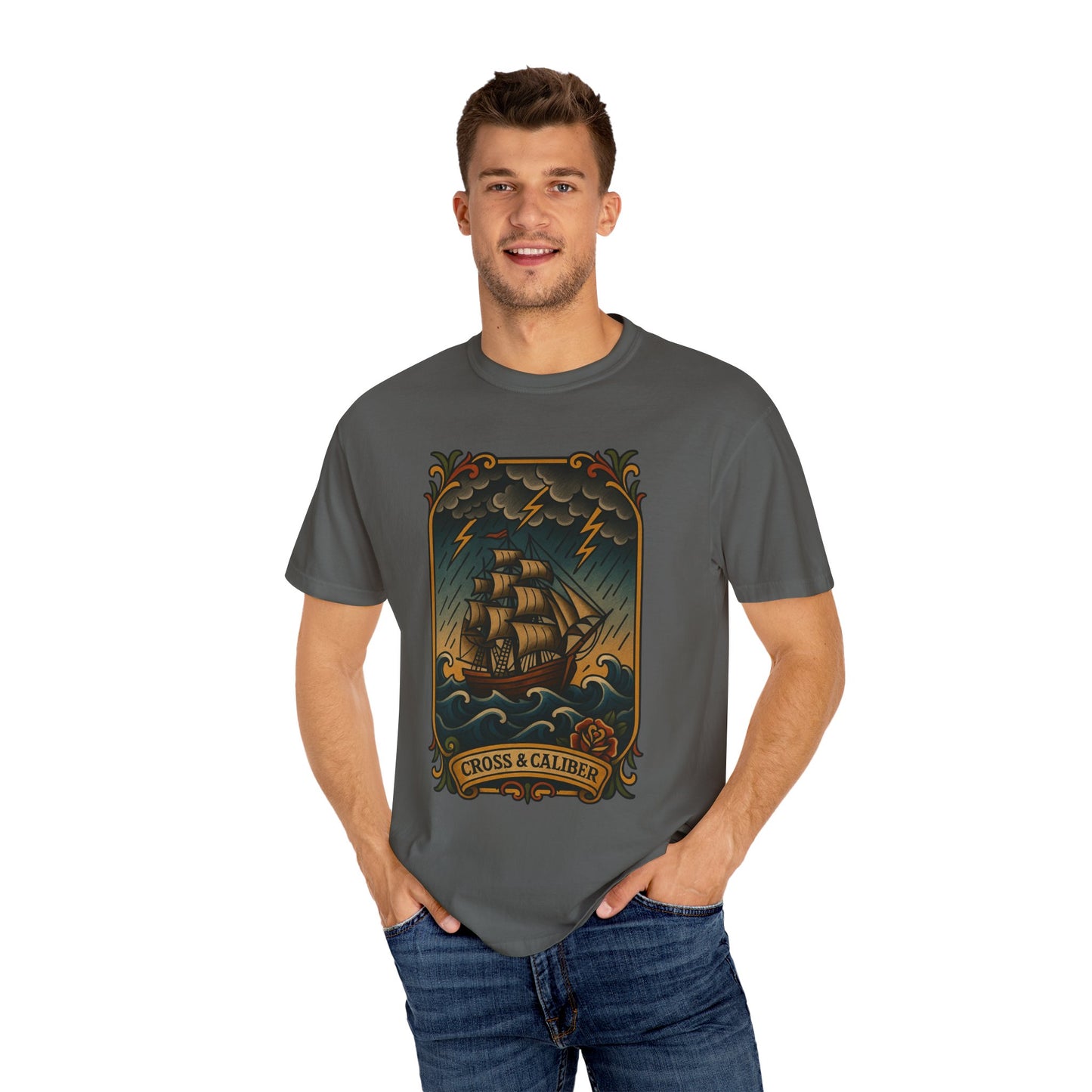 Nautical Tattoo T-Shirt - Cross & Caliber Design