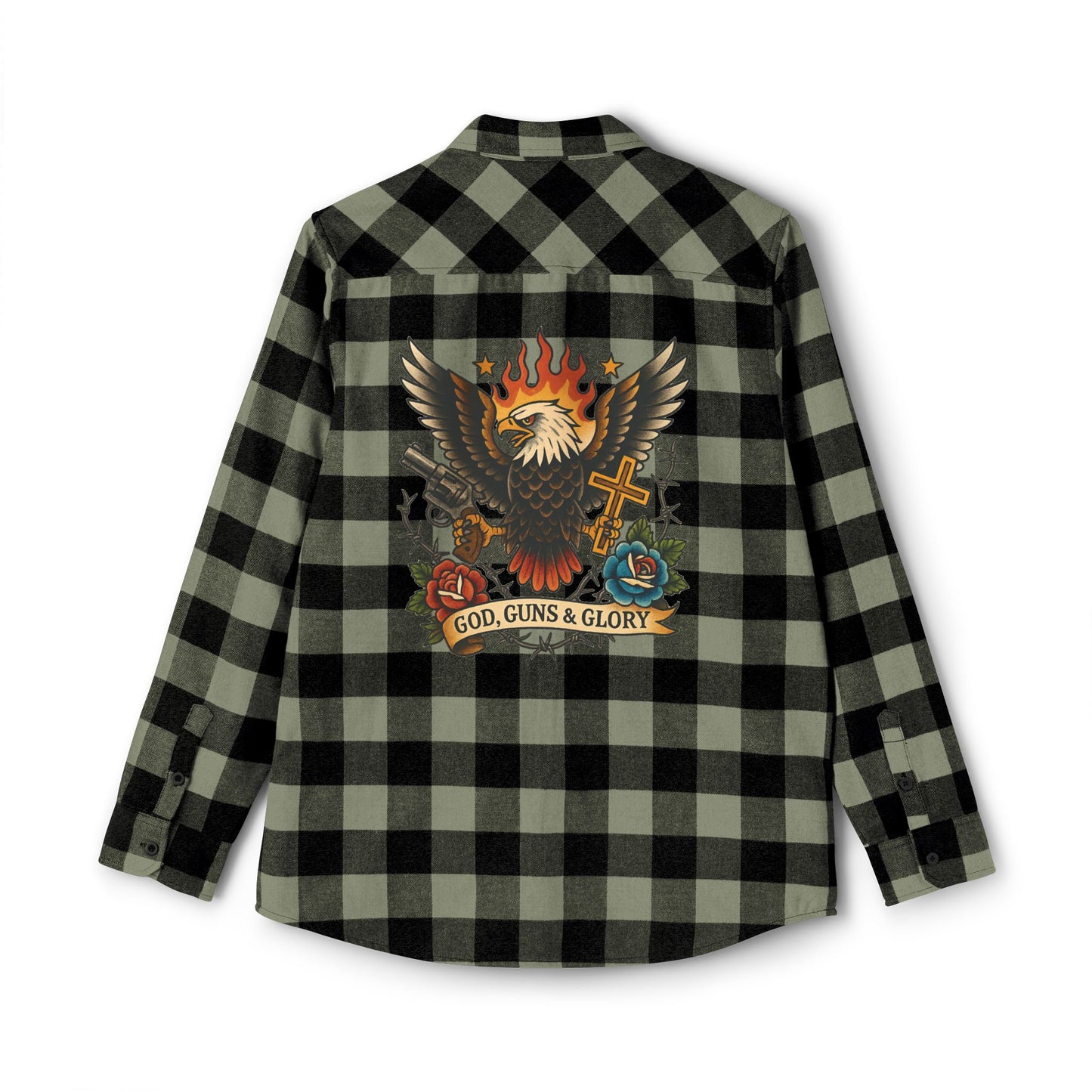 Unisex Flannel Shirt - God, Guns & Glory Design