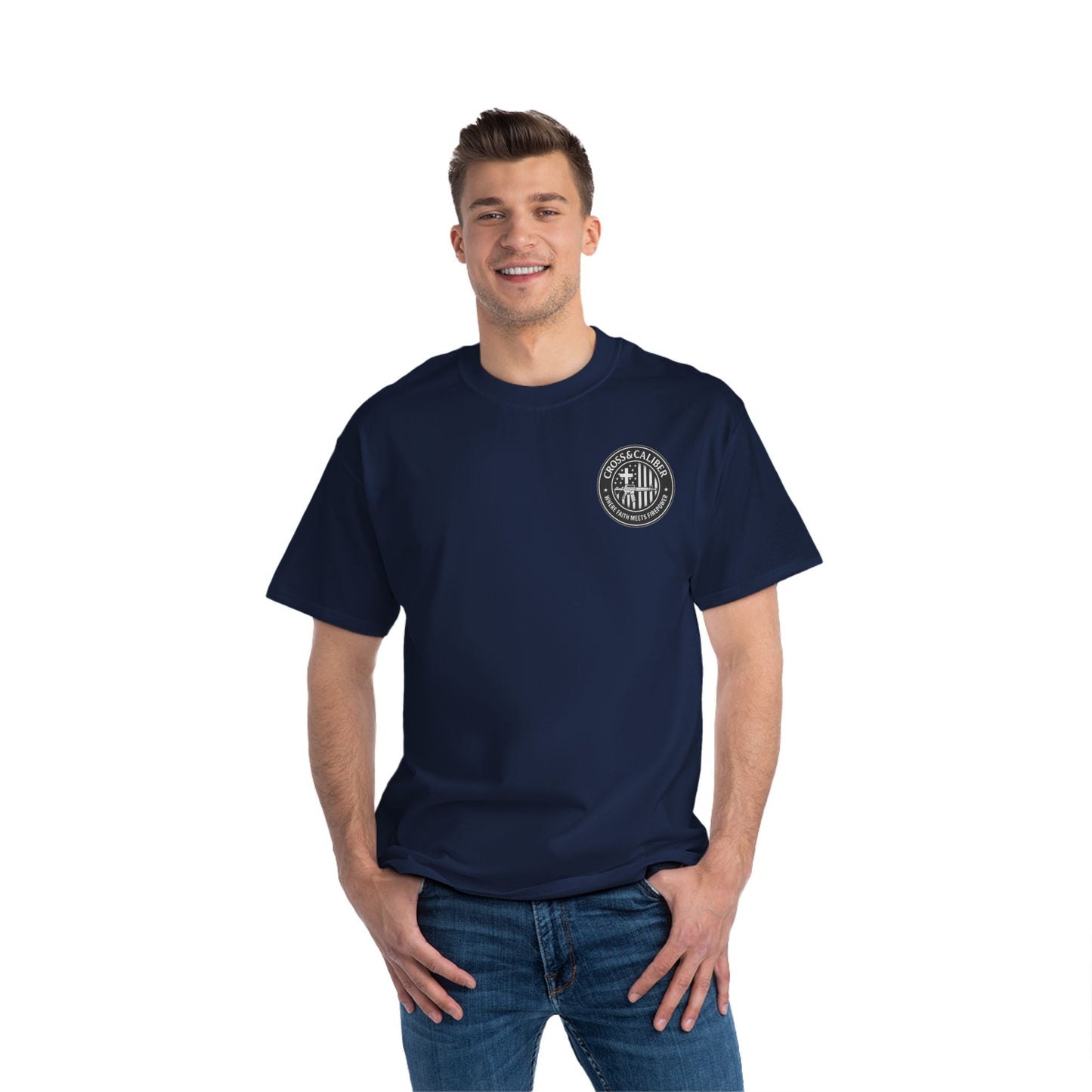 Cross & Caliber Shield Graphic T-Shirt for Casual Style