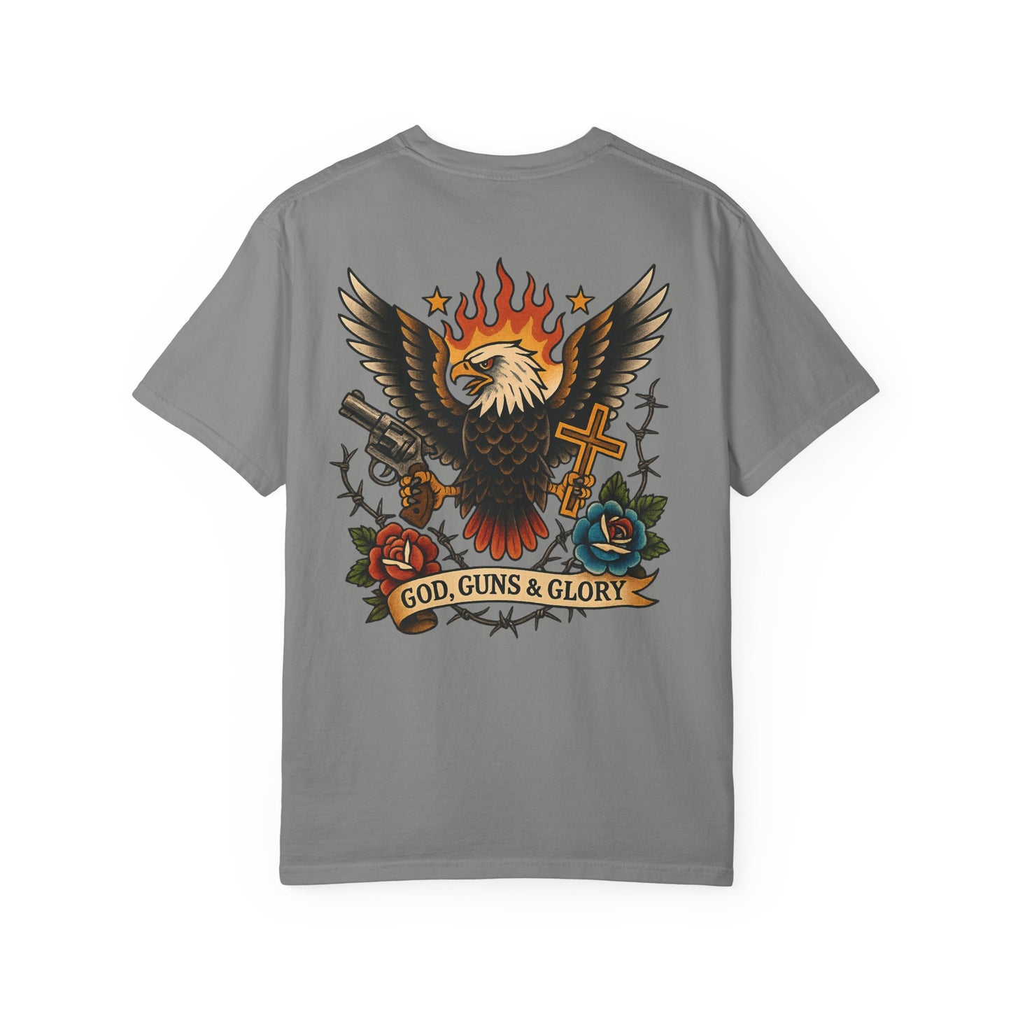 God, Guns & Glory Unisex Garment-Dyed T-Shirt – Vintage Patriotic Style