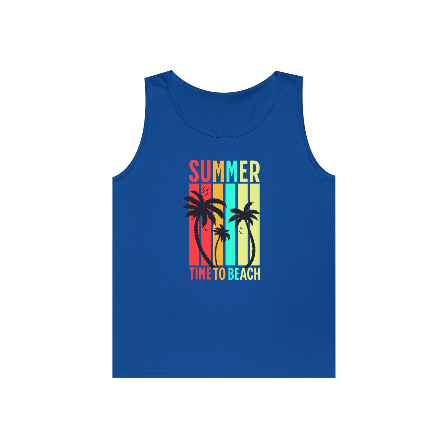 Beach Vibes Unisex Heavy Cotton Tank Top - Summer, Vacation, Pool Party, Tropical Getaway, Gift for Her